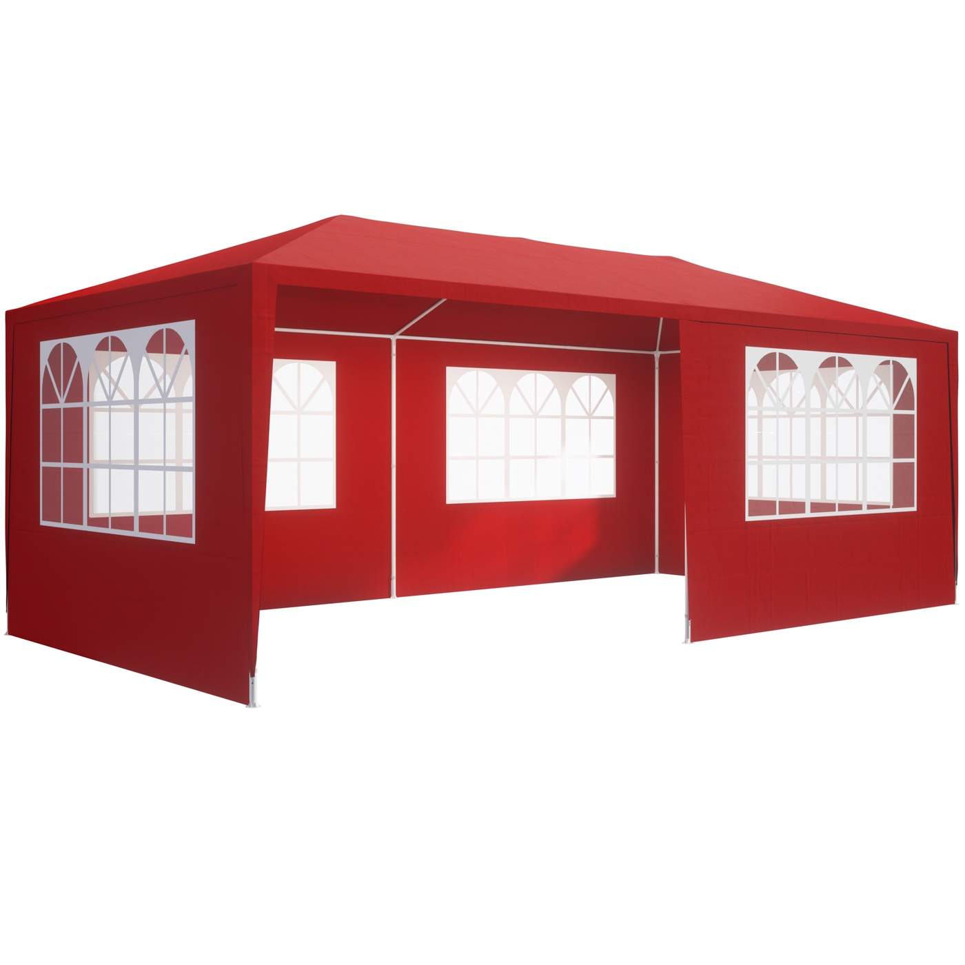 Pavillon 3x6m rød med sidepaneler, UV-beskyttelse 50+