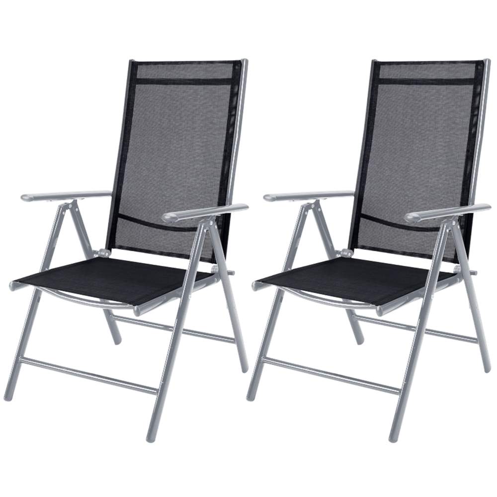 Sammenklappelige havestole, sæt med 2 dele, aluminium, lænestole