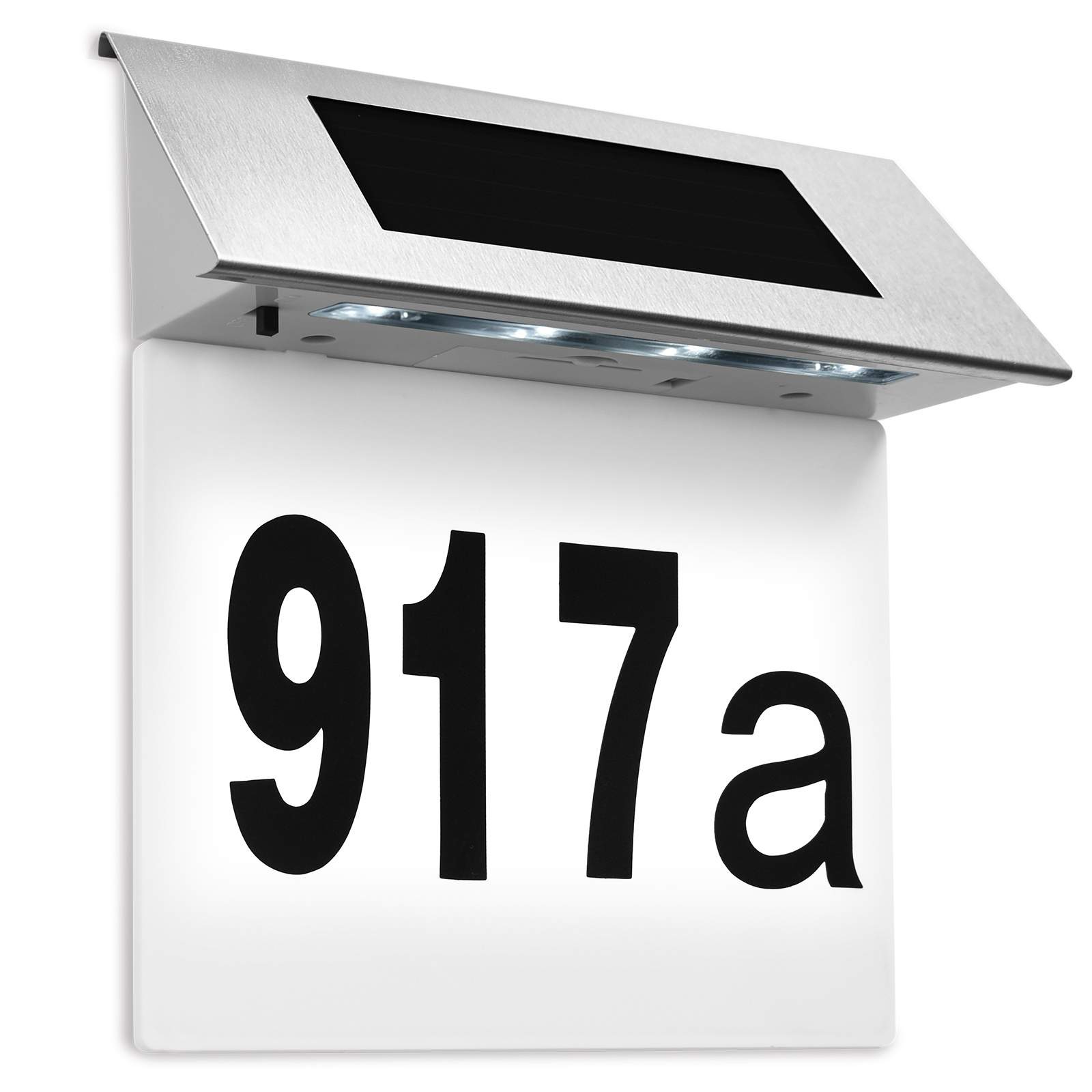 Solcellsdrivet husnummer med LED-lampor och etiketter | Hem & Hobby | Pryloteket