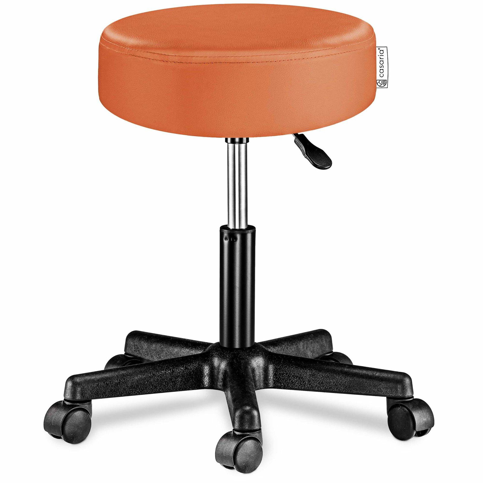 Pall med hjul, orange PU-läder, höjdjusterbar | Hem & Hobby | Pryloteket