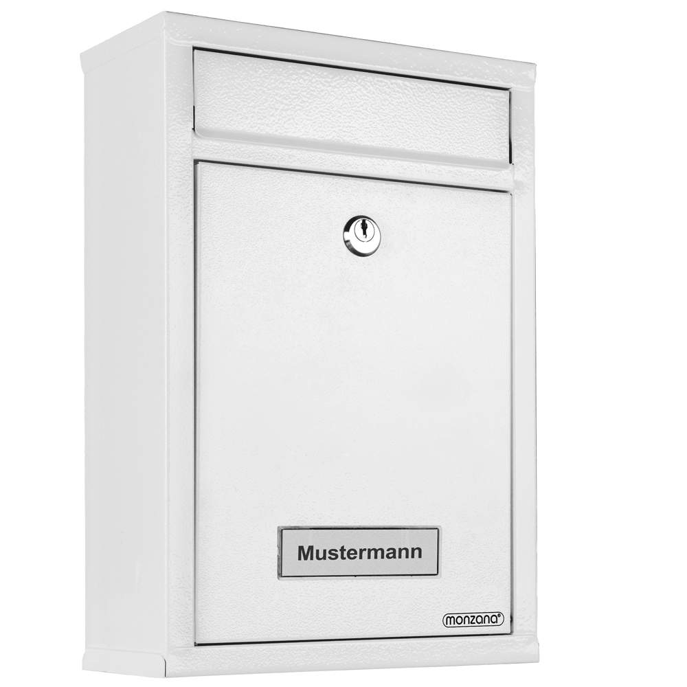 Låsbar hvid stålpostkasse, 32x22x9cm, vejrbestandig