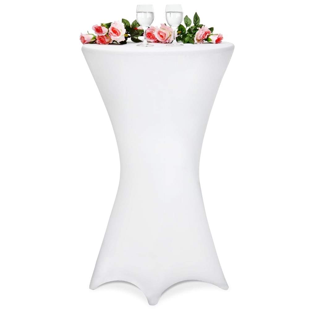 Rundt, hvidt cocktailborddække, 80 cm, krølfrit
