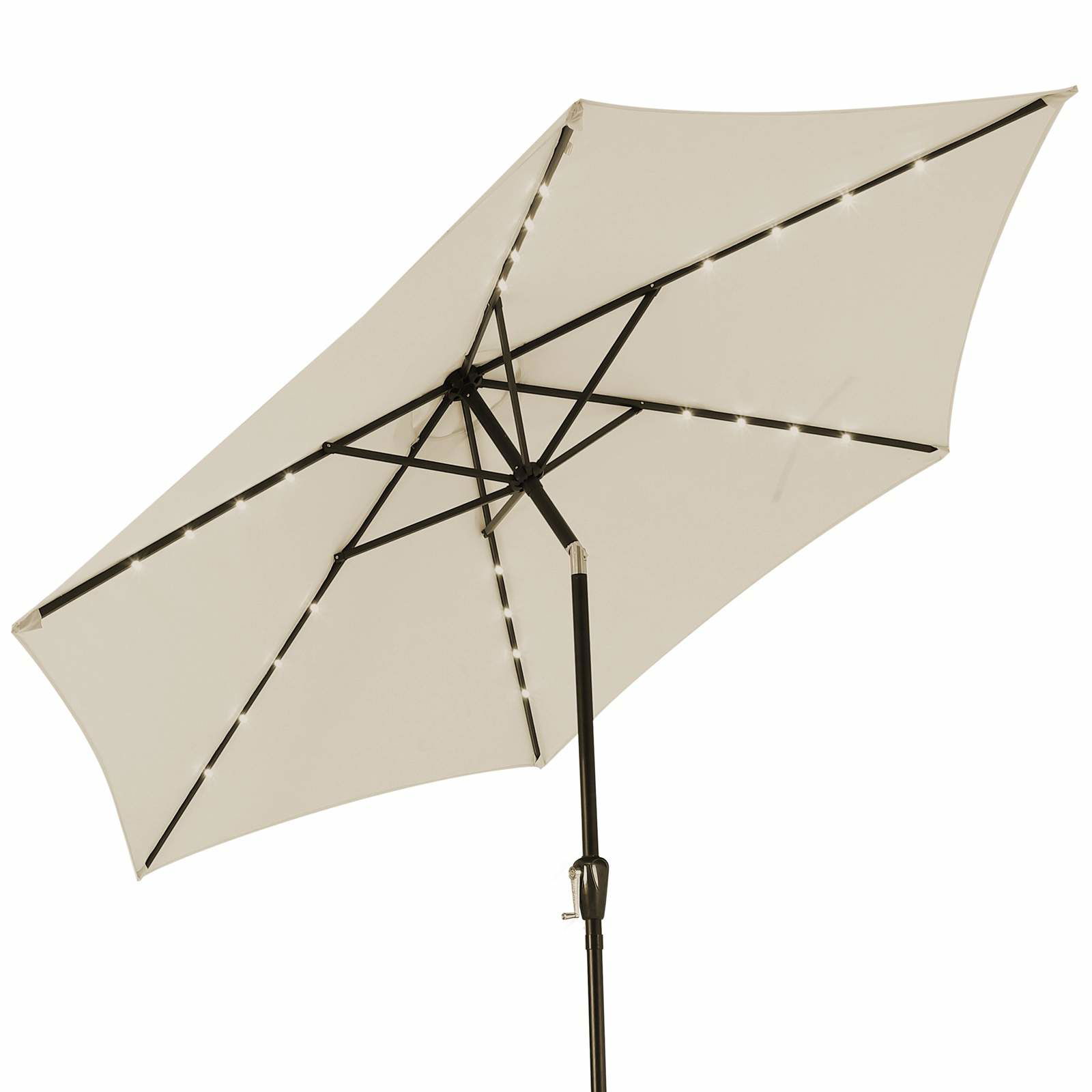 LED solcelleparasol, 270 cm, UV-beskyttelse, beige