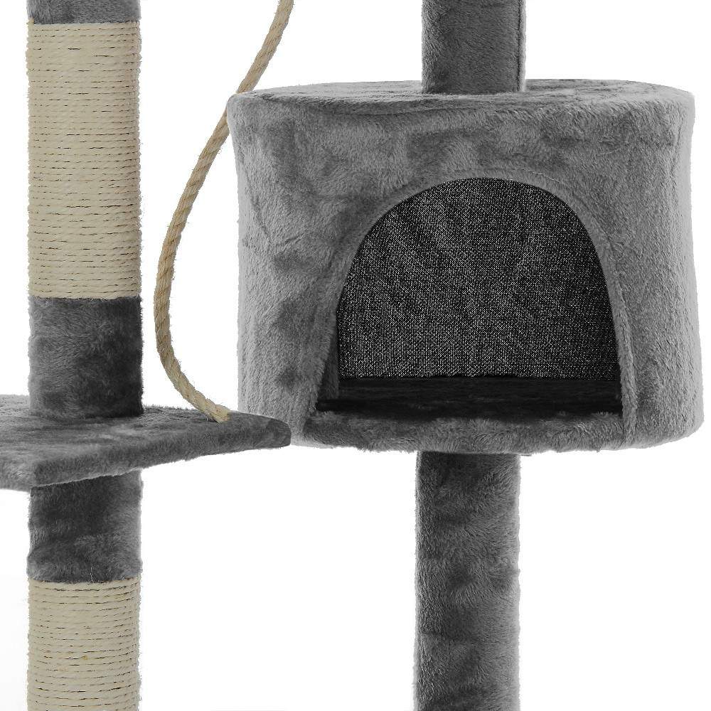 Kradsetræ til katte med 3 niveauer og hule, lysegrå