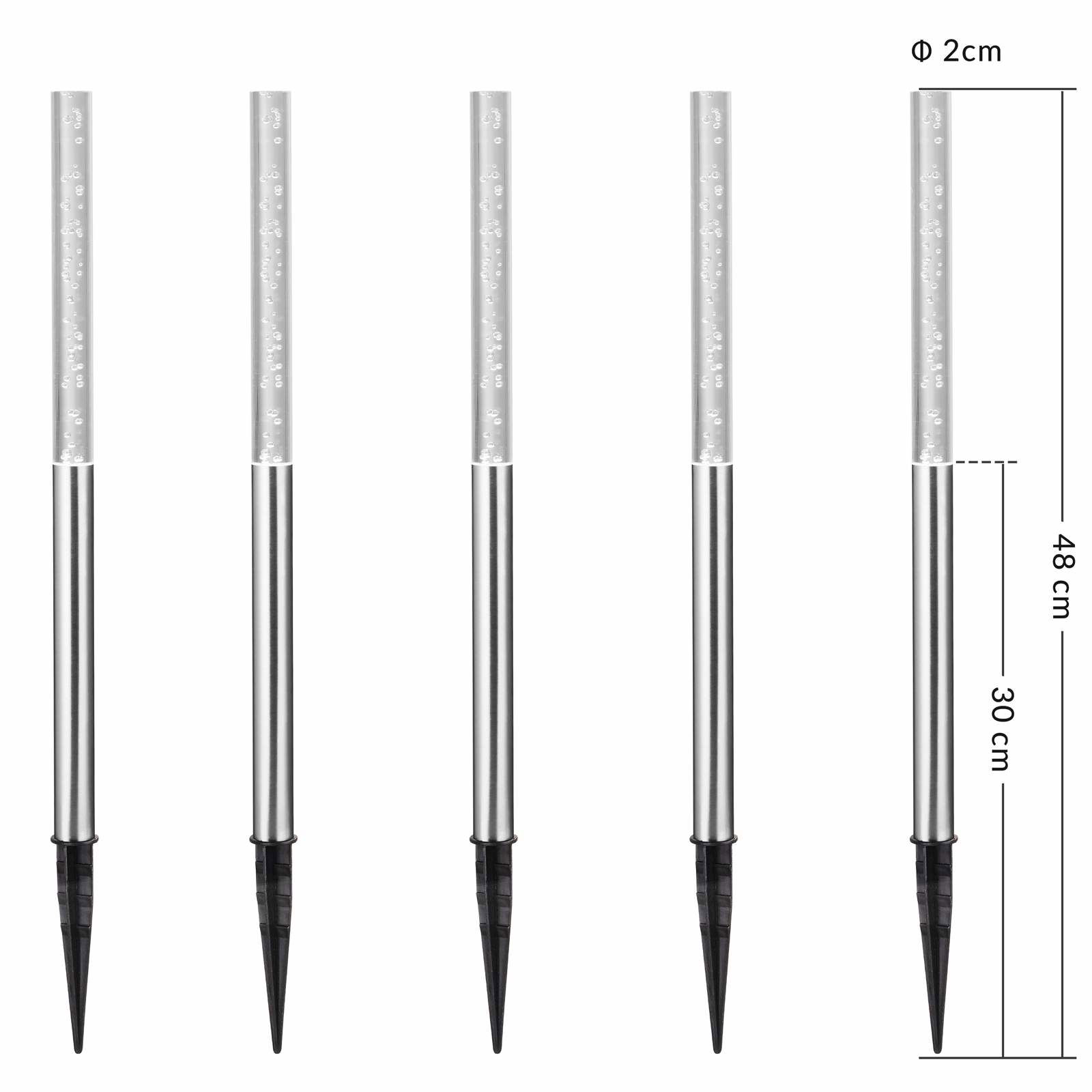 Solcelledrevne havelamper, sæt med 5, hvid, 48 cm, miljøvenlig
