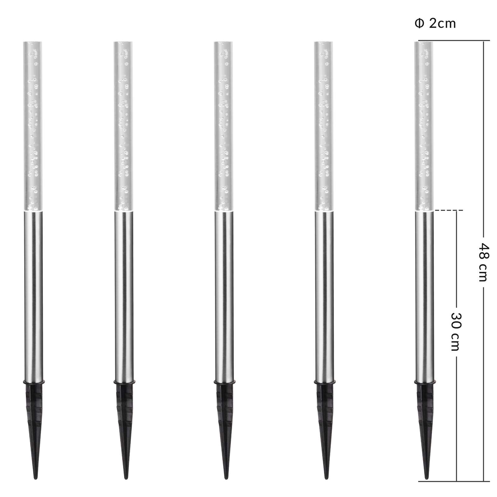 Solcellslampor för trädgården, set om 5, vit, 48 cm, miljövänlig | Hem & Hobby | Pryloteket