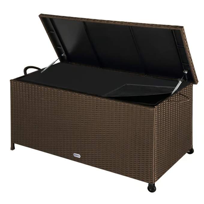 Rattan opbevaringskasse til haven, brun, 117x53x60cm, vejrbestandig