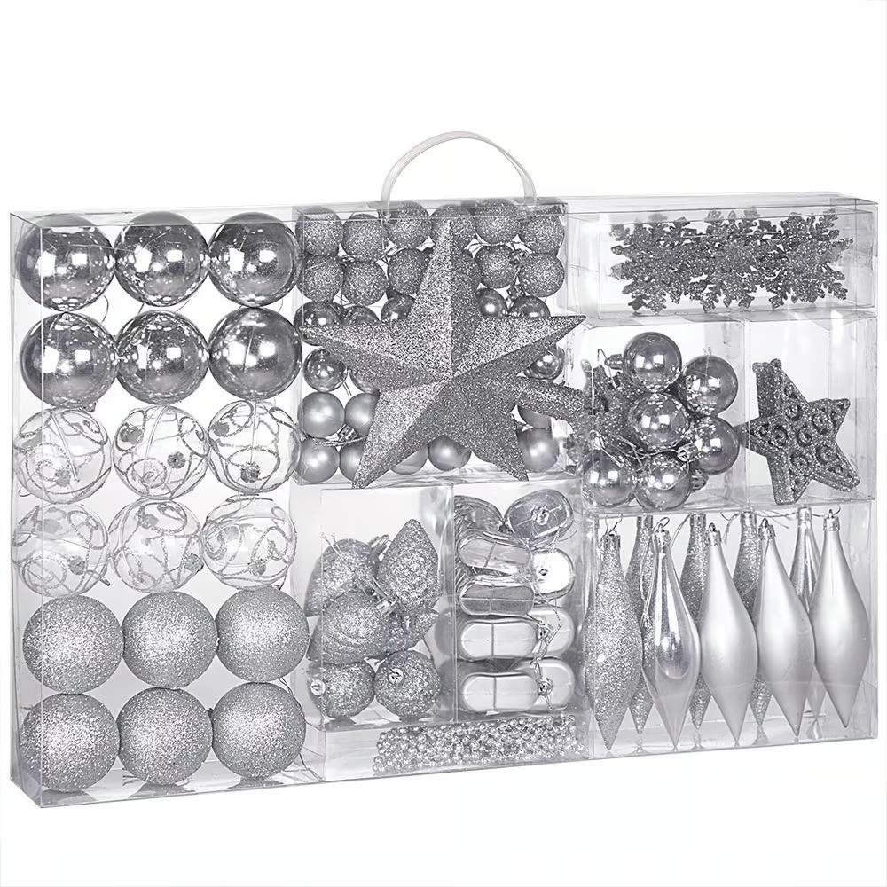 Silver julgranskulor set – 102 delar, inomhus/utomhus | Hem & Hobby | Pryloteket