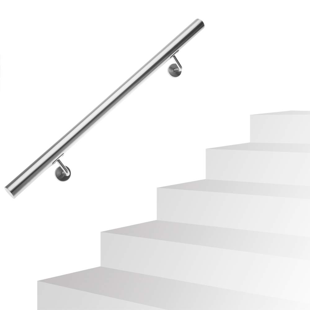 Rustfrit stålgelænder 100 cm – Rustfrit, vægmonteret