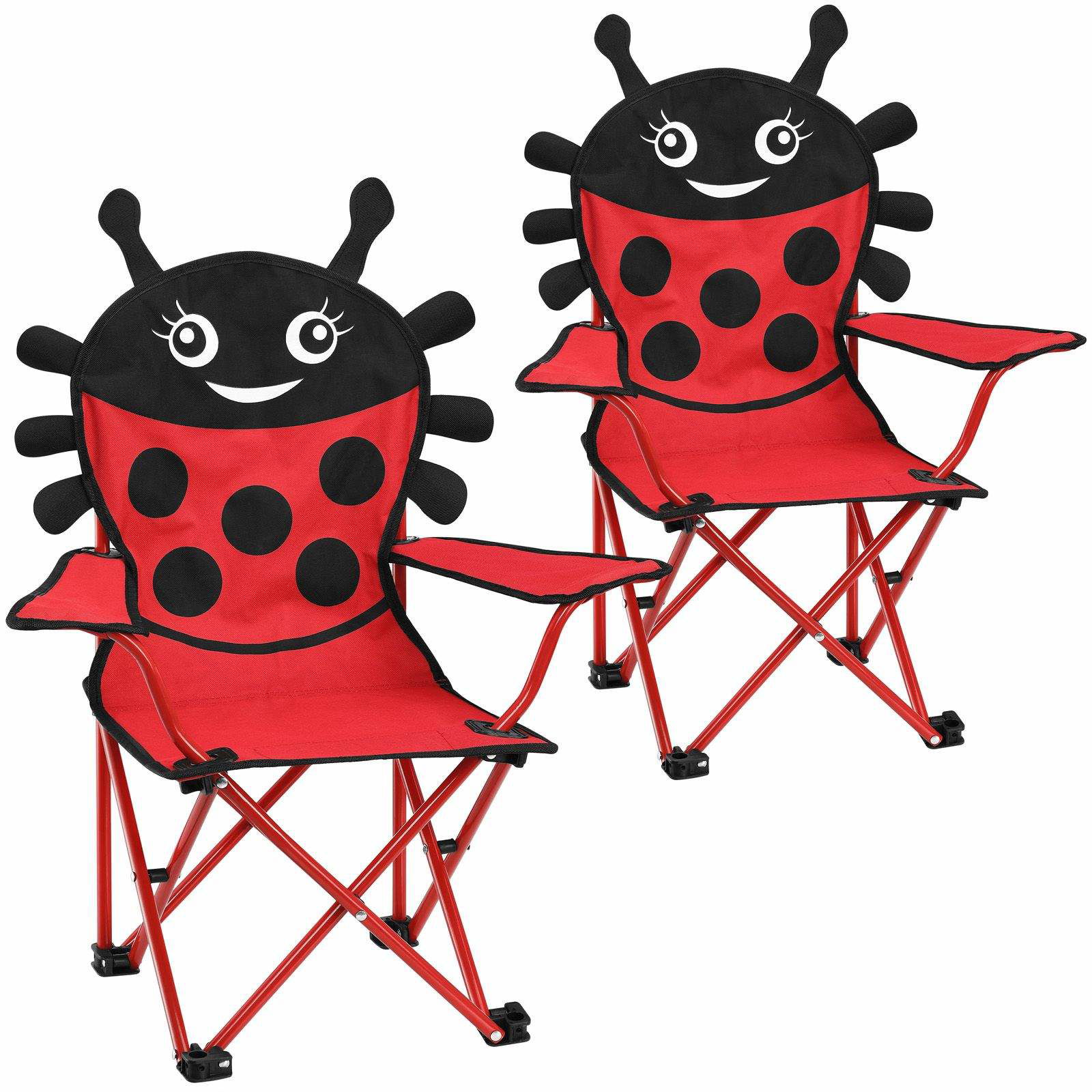 Sammenklappeligt campingstolsæt, stålstel, rød/sort