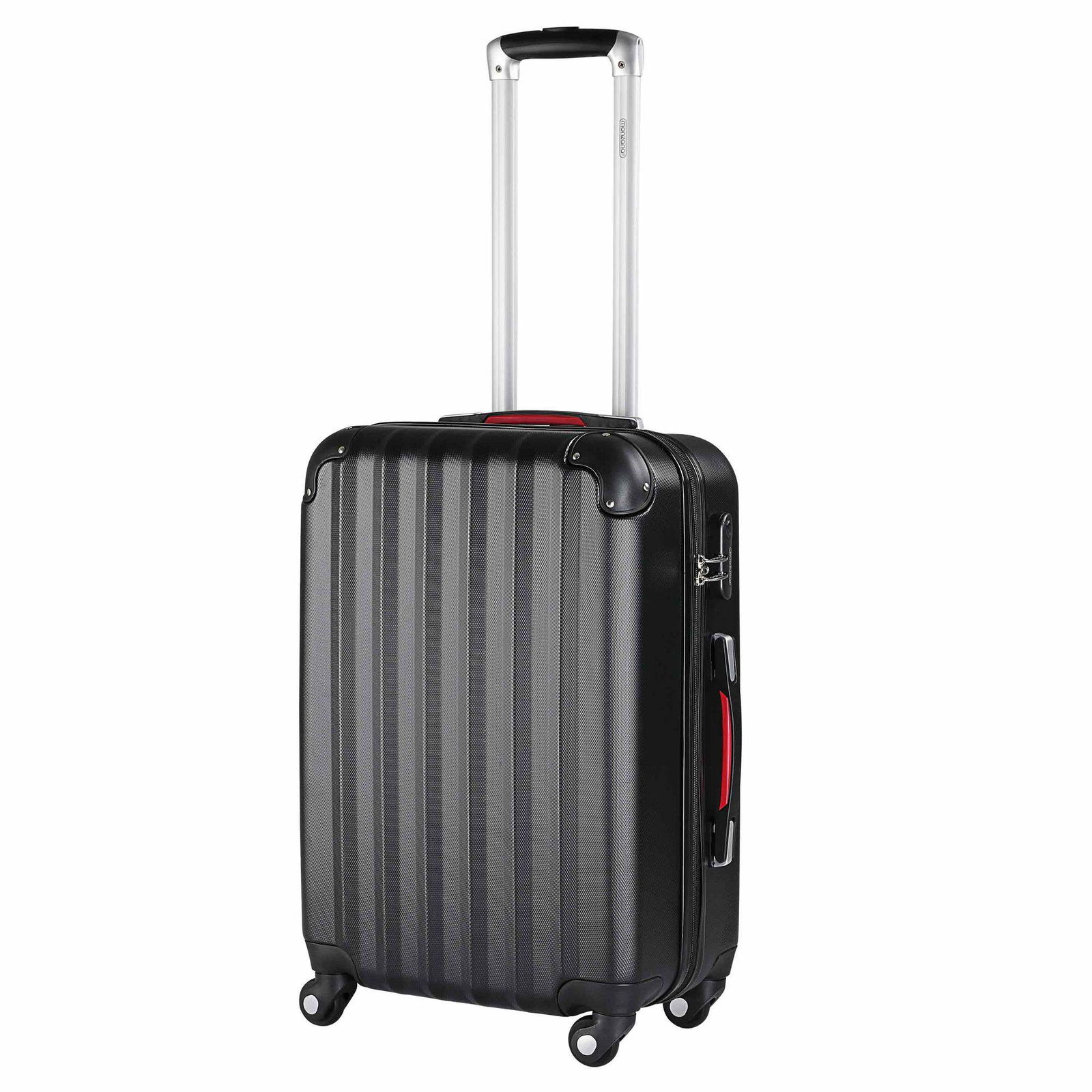 Hård kuffert, 62L, sort, ABS-plast, 360 hjul