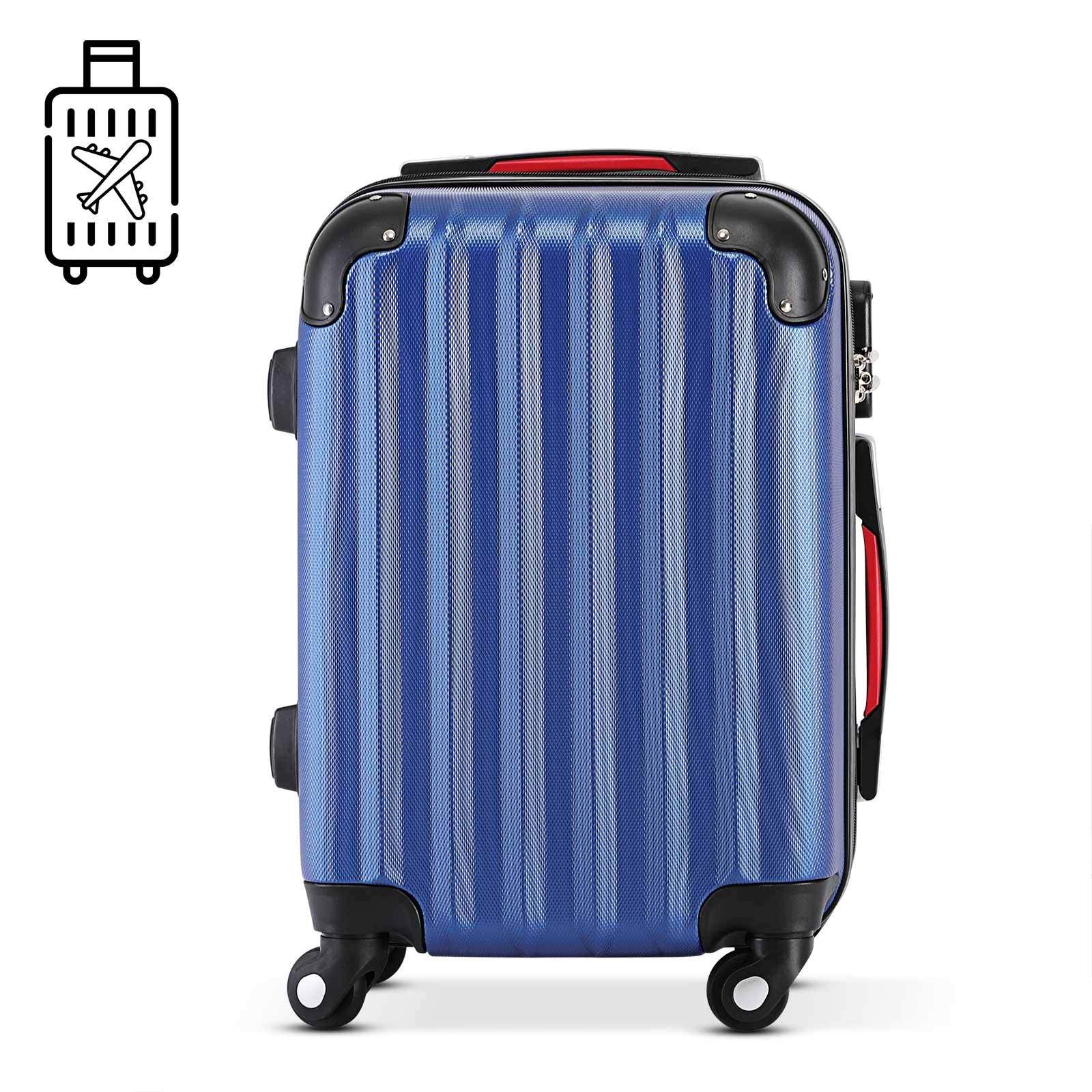Hård kuffert, blå, 38L, ABS-plast, 360 hjul