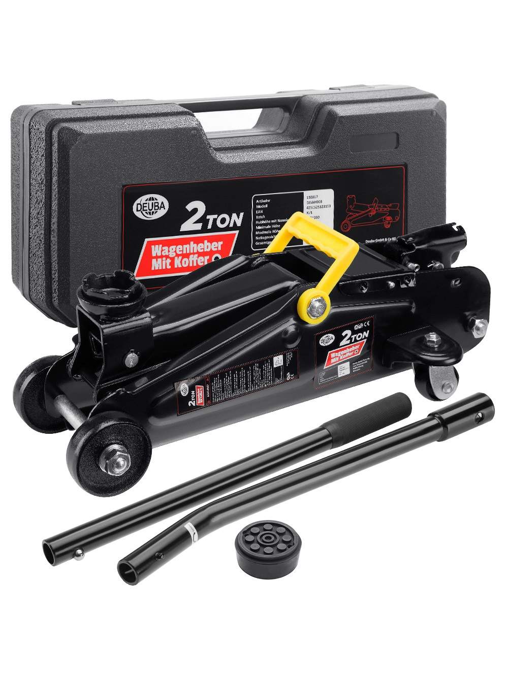 Trolley donkraft 2 ton, 135-330 mm løft, inklusive kuffert