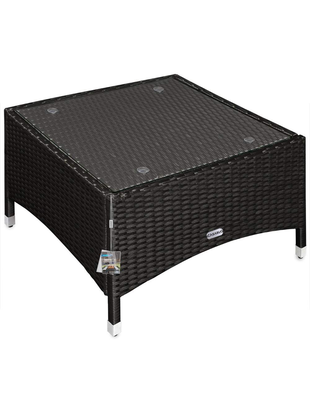 Rattan sidebord med glasplade – 58x58x42cm