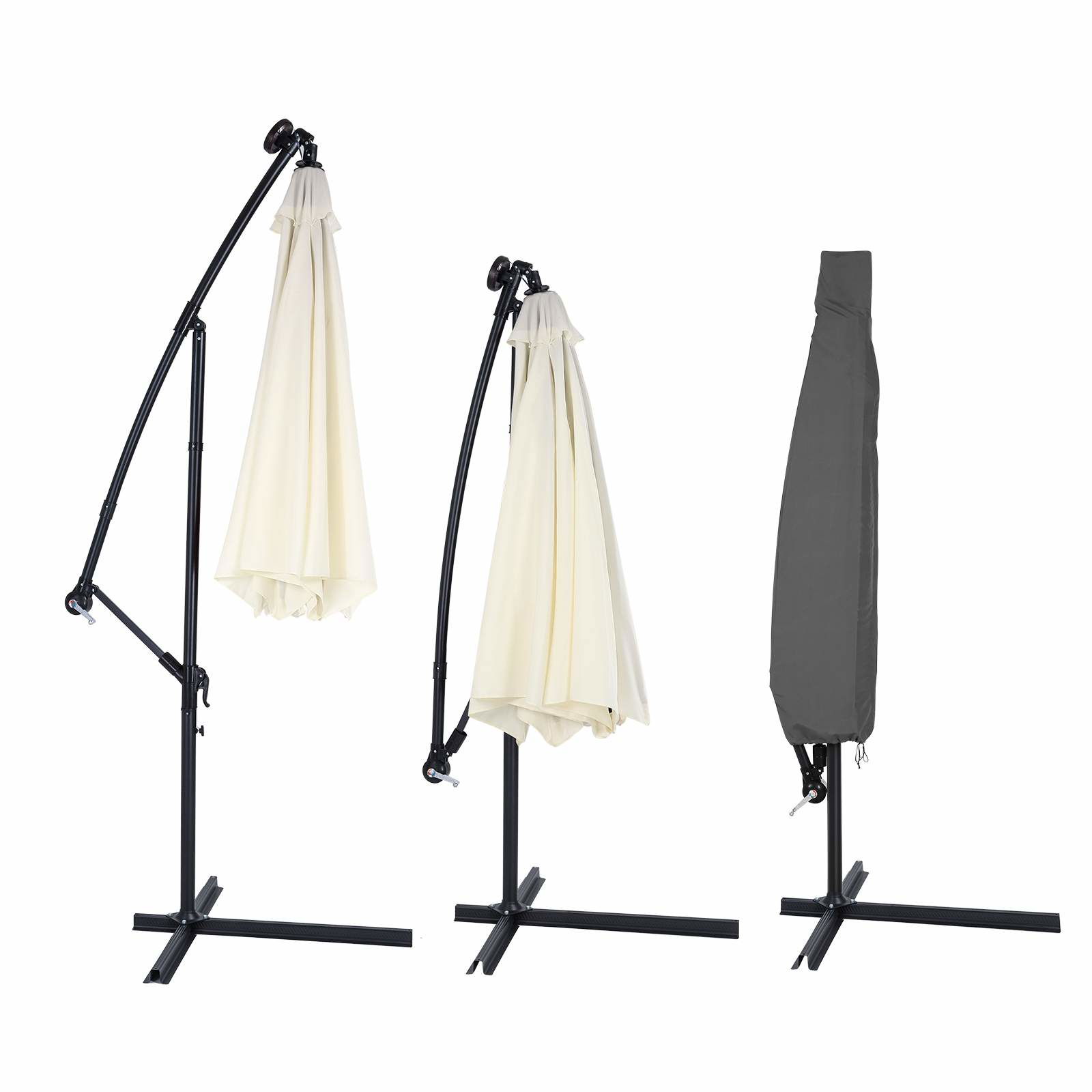 Parasolovertræk, 3m, Antracit, Polyester, Lynlåslukning