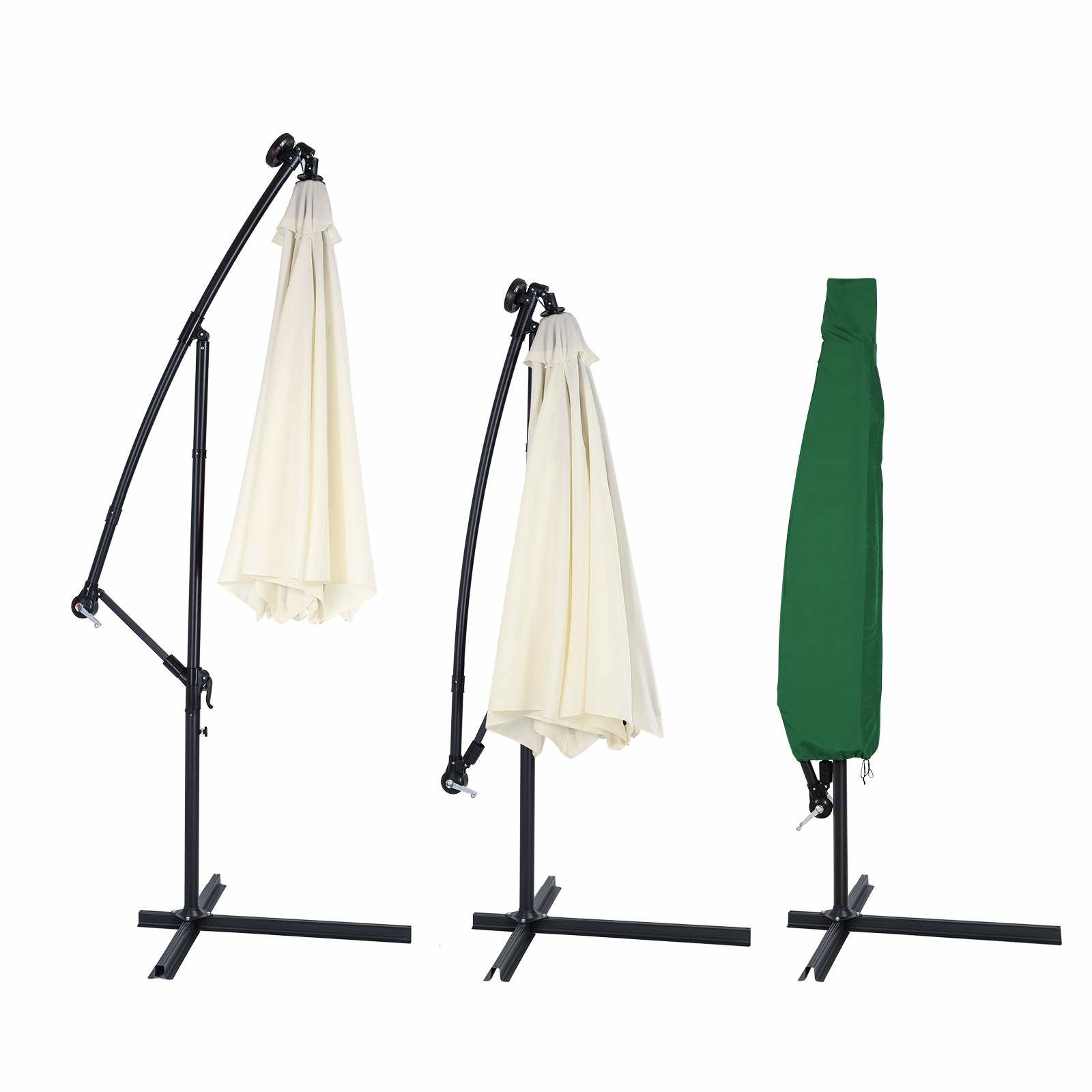 Parasolovertræk Grøn 3m – Lynlås, Polyester, Vejrbestandig