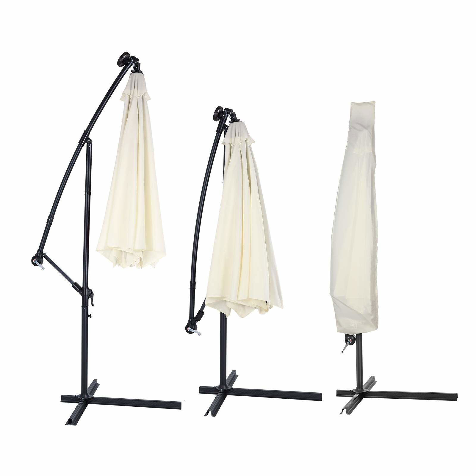 Parasolovertræk, cremefarvet, 3,5 m, lynlås og snor