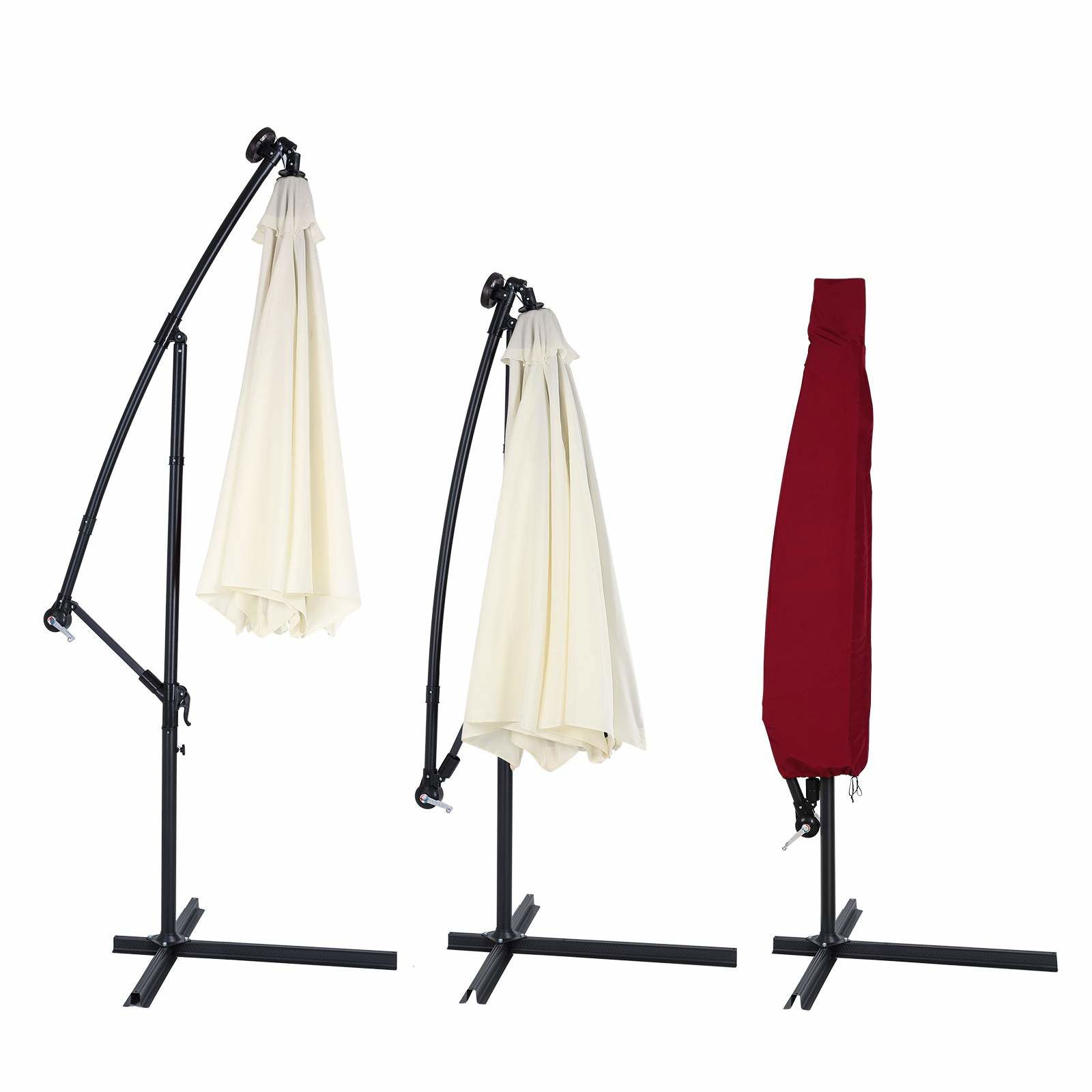 Parasolovertræk 3m Rød – Lynlås, Polyester, Vejrbestandig