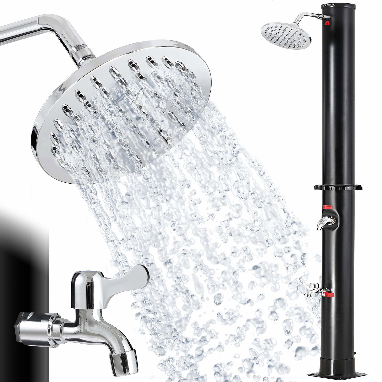 Solcellsdriven utomhusdusch, svart, 20 l, 2,1 m, energibesparande | Hem & Hobby | Pryloteket