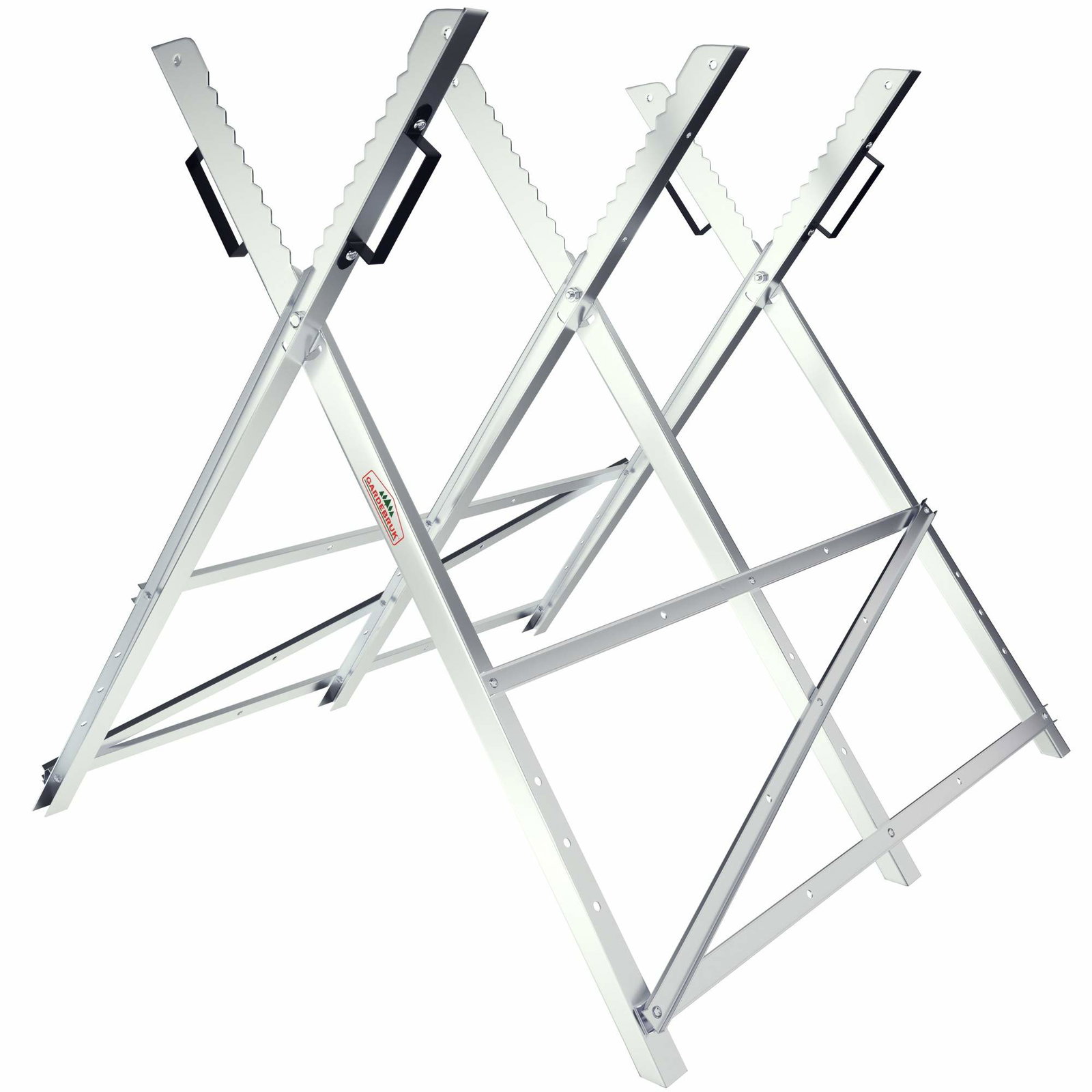 Kraftig, foldbar savbukke – galvaniseret stål, 150 kg kapacitet