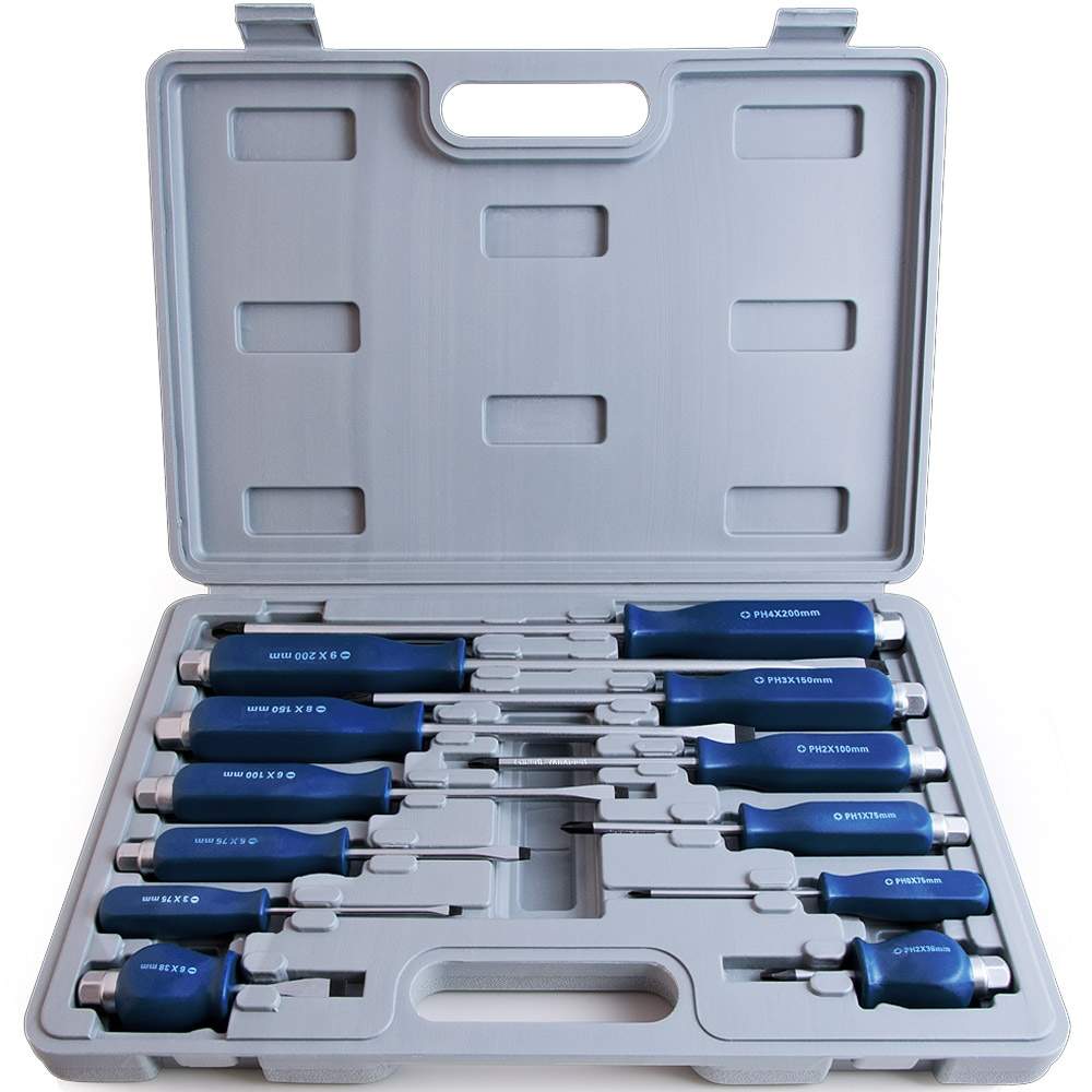 Skruetrækkersæt 12 dele kromvanadium, magnetiske spidser