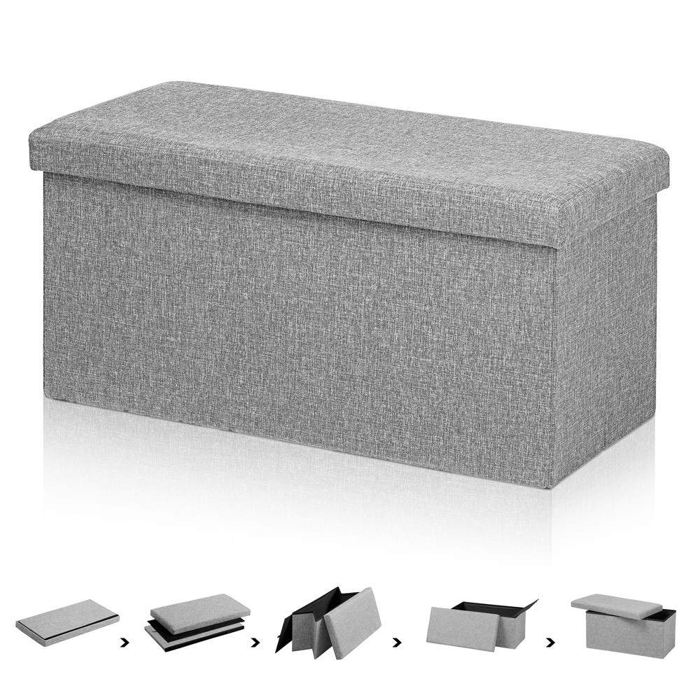 Sammenklappelig opbevaringsbænk, grå, 80x40x40cm, MDF