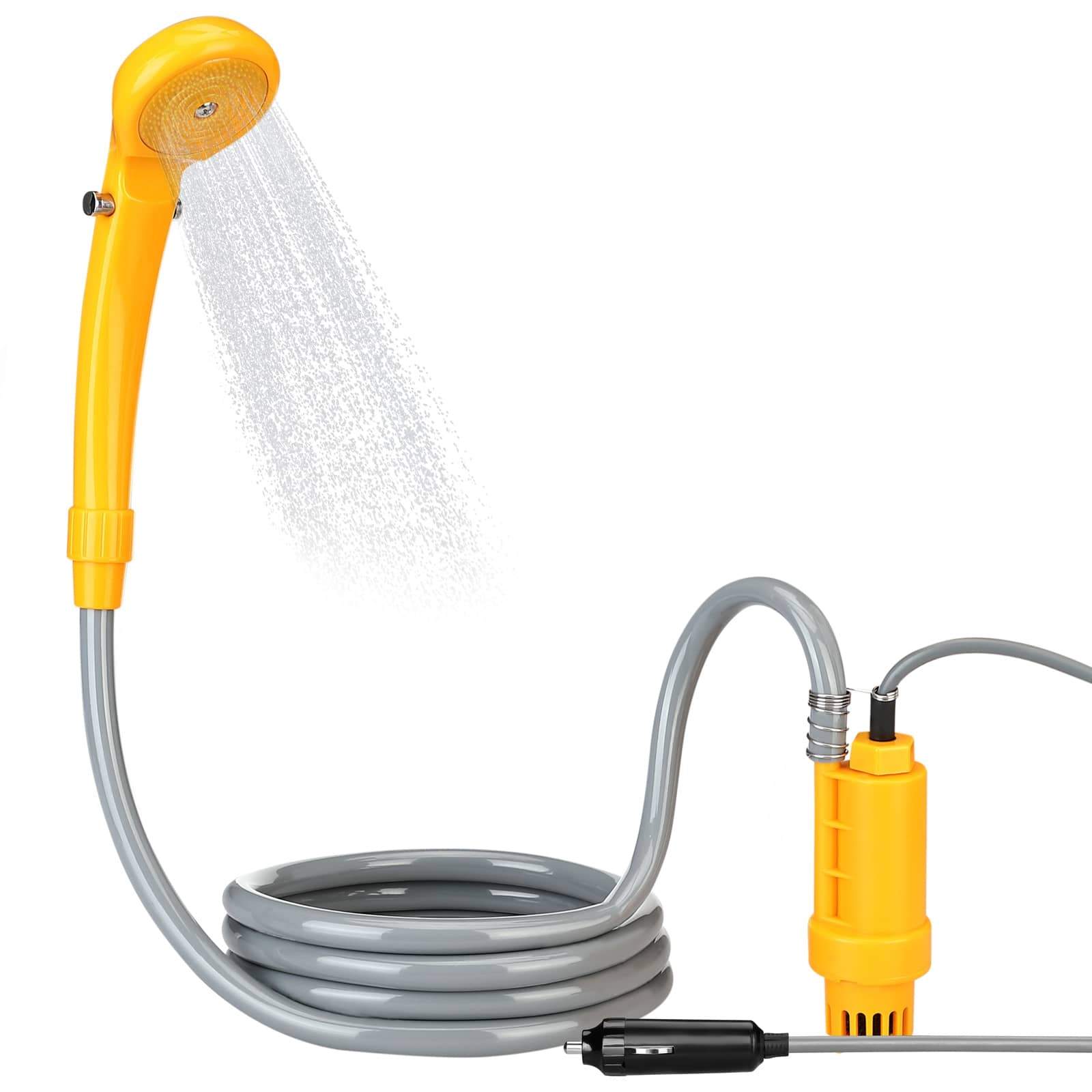 Bærbar 12V campingbruser, 5m kabel, justerbart tryk