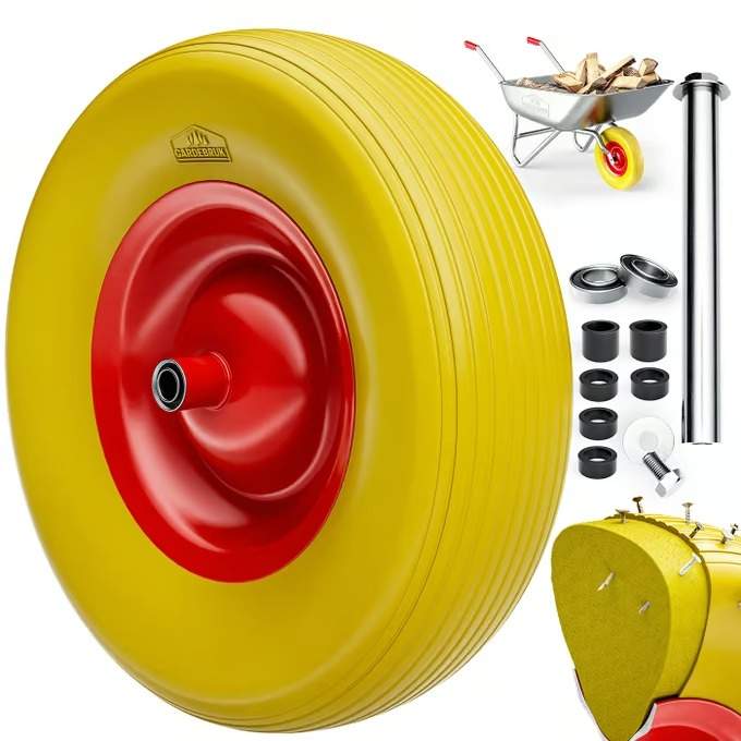 Trillebørhjul PU-skum, massiv gummi, 200 kg belastning