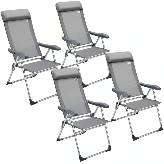 Sammenklappelige havestole i aluminium, sæt med 4 med hynder
