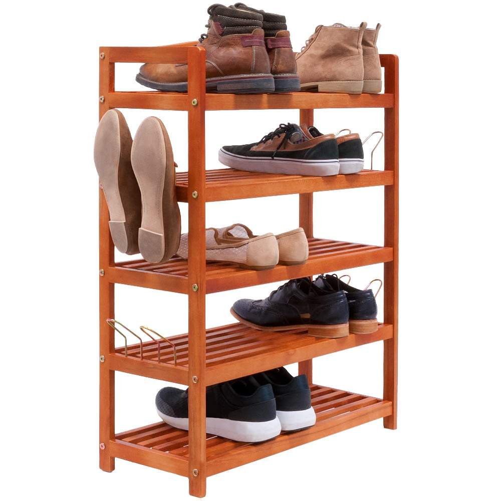 Skohylla i akaciaträ, 5 hyllor, enkel montering | Hem & Hobby | Pryloteket