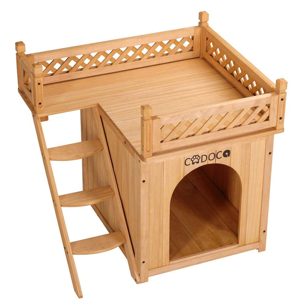 Kattehus med balkon, 2 etager, indendørs/udendørs brug