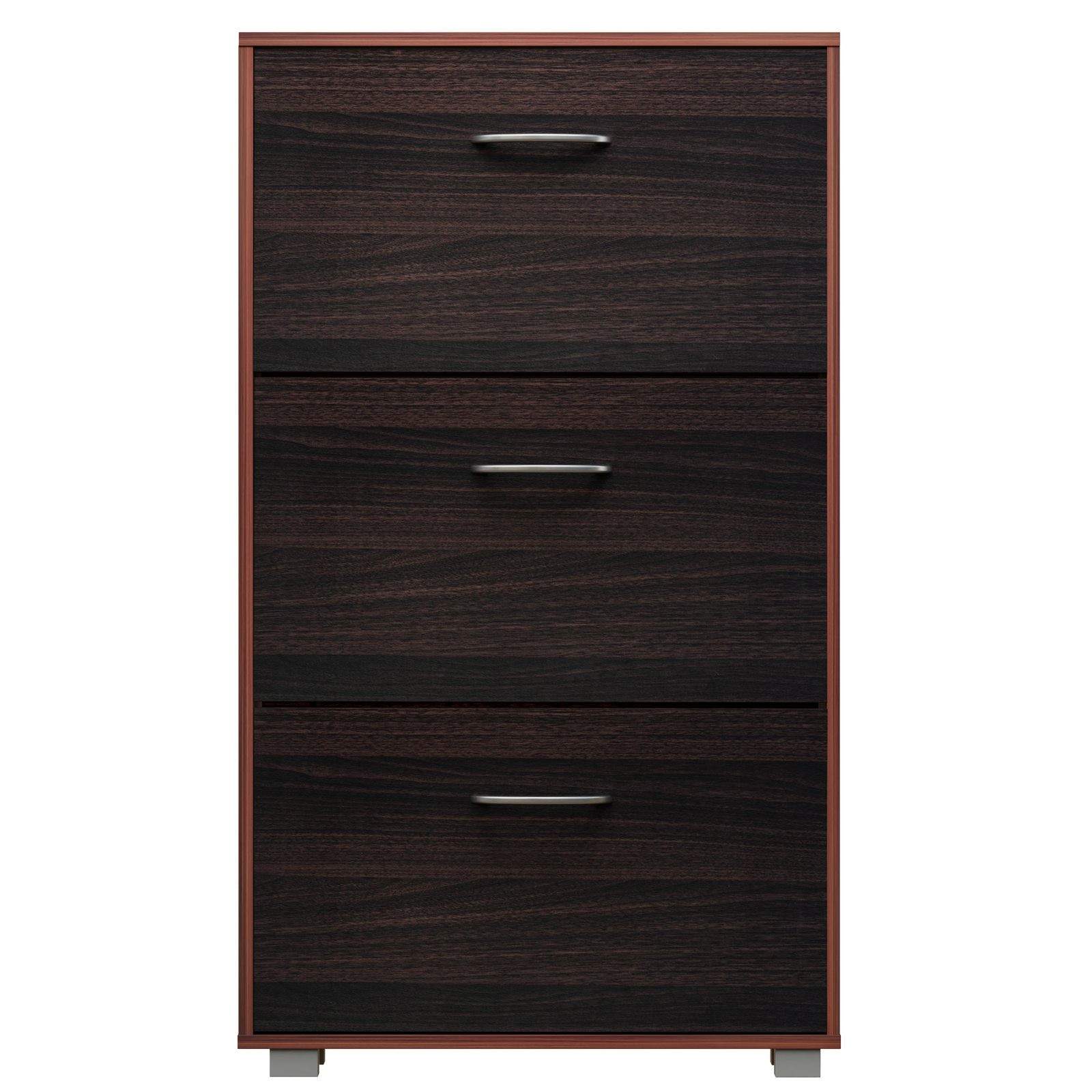 Skoskåp, 3 lådor, wenge/svart, platsbesparande | Hem & Hobby | Pryloteket