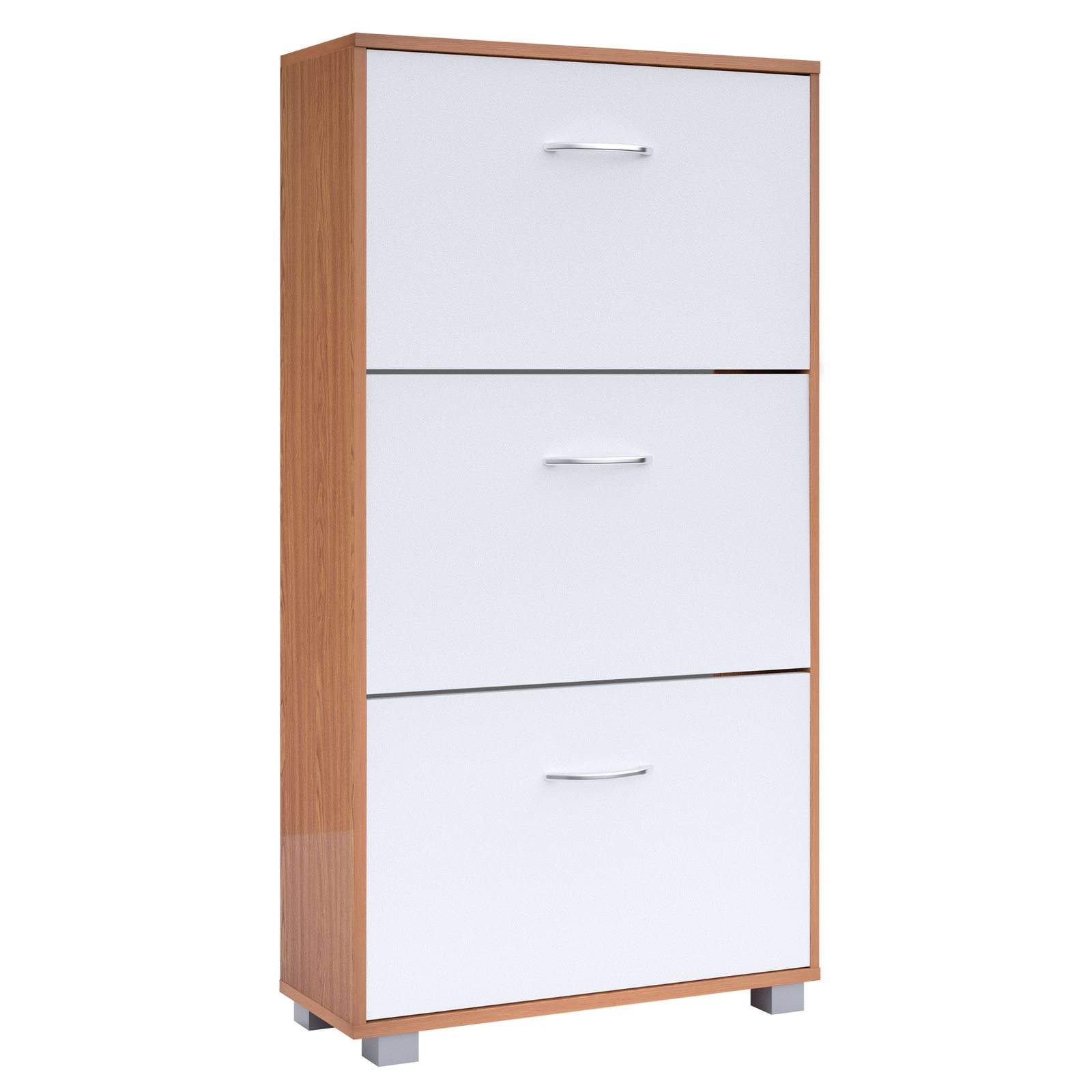 Skoskåp, Bok/Vit, 3 lådor | Hem & Hobby | Pryloteket