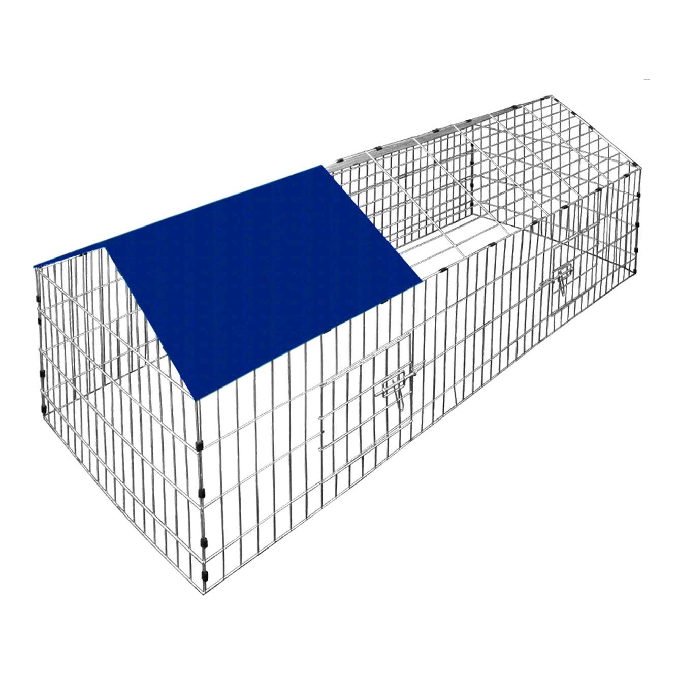 Kaninløbegård med solbeskyttelse, galvaniseret stål, 180x75x75cm