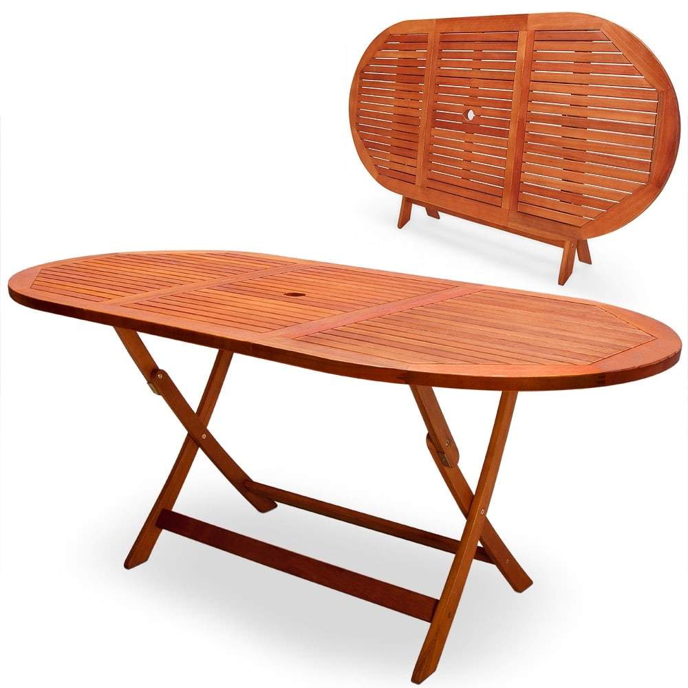 Hopfällbart trädgårdsbord i akacieträ med parasollhållare | Hem & Hobby | Pryloteket