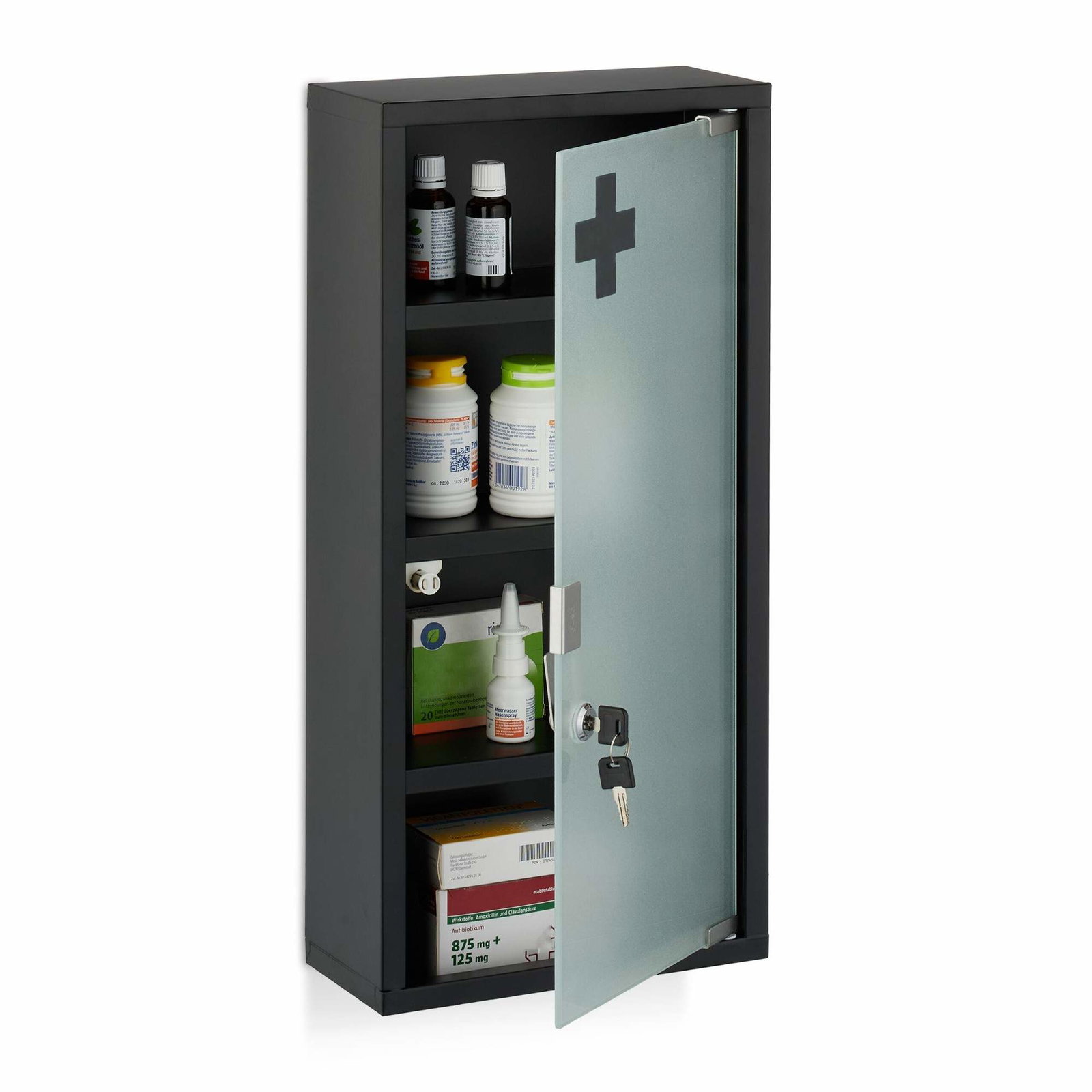 Svart medicinskåp – Låsbart, 4 fack | Hem & Hobby | Pryloteket