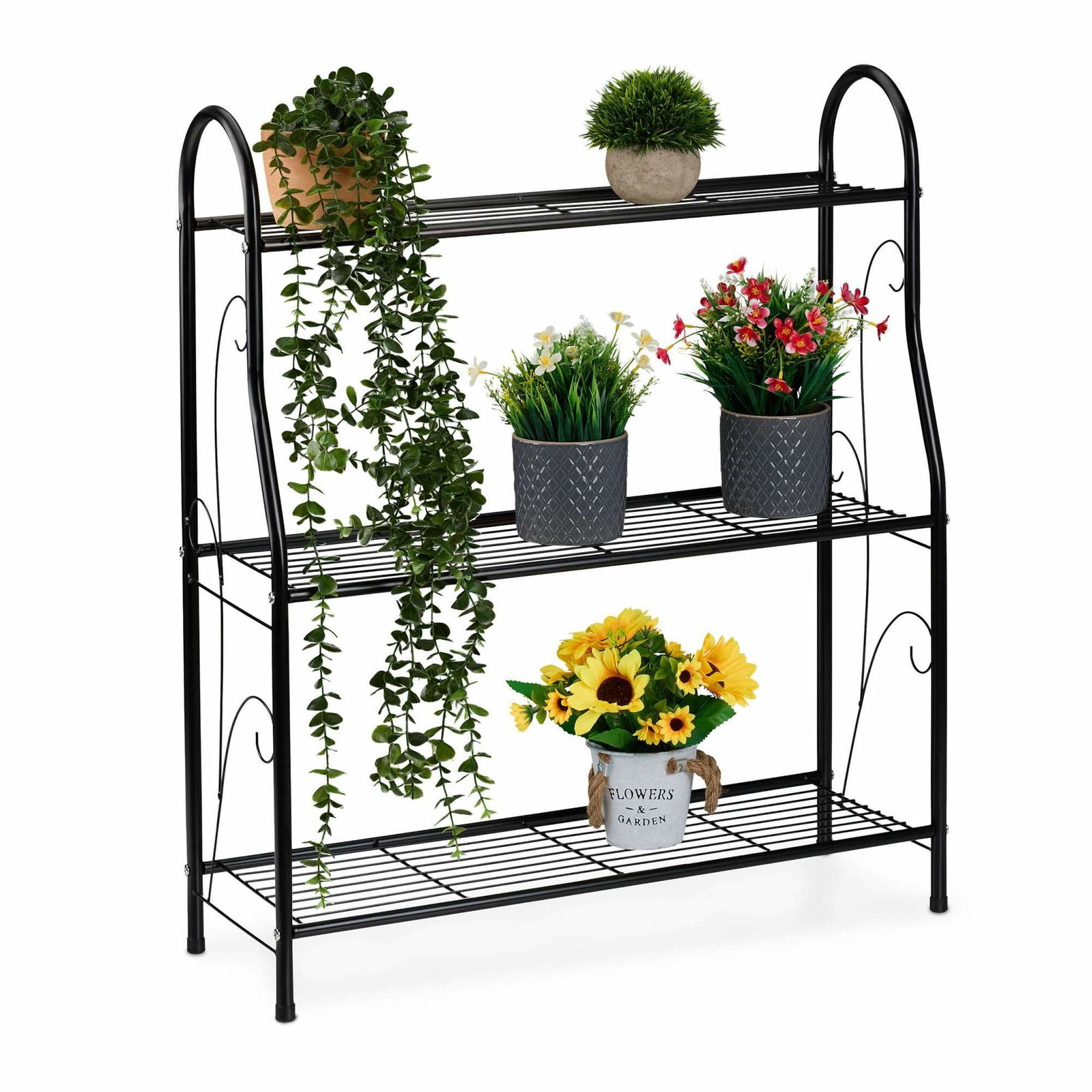 Metalplantestativ – Dekorativ blomsterhylde i 3 niveauer