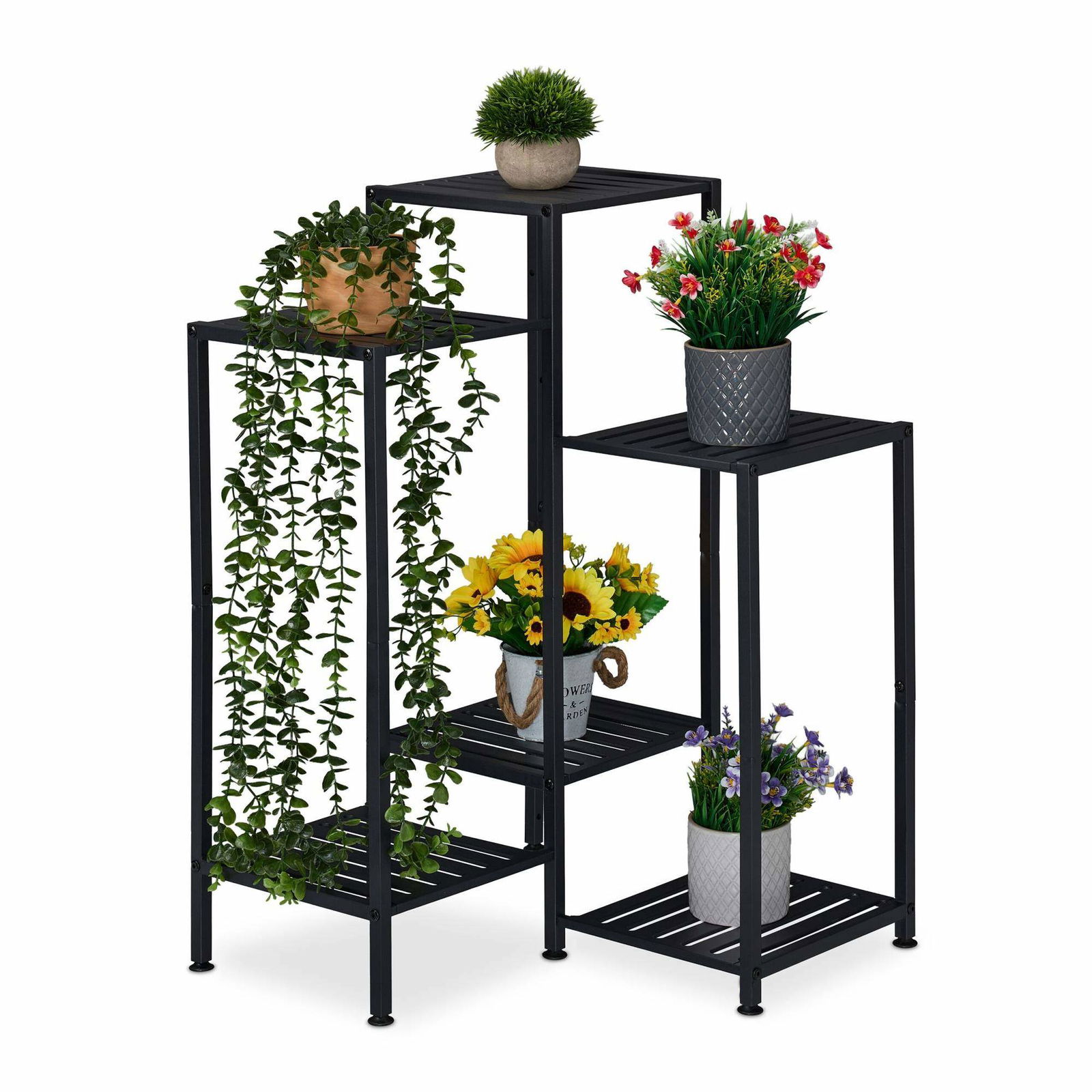 Metalplantestativ – Stålblomsterdisplay i flere niveauer