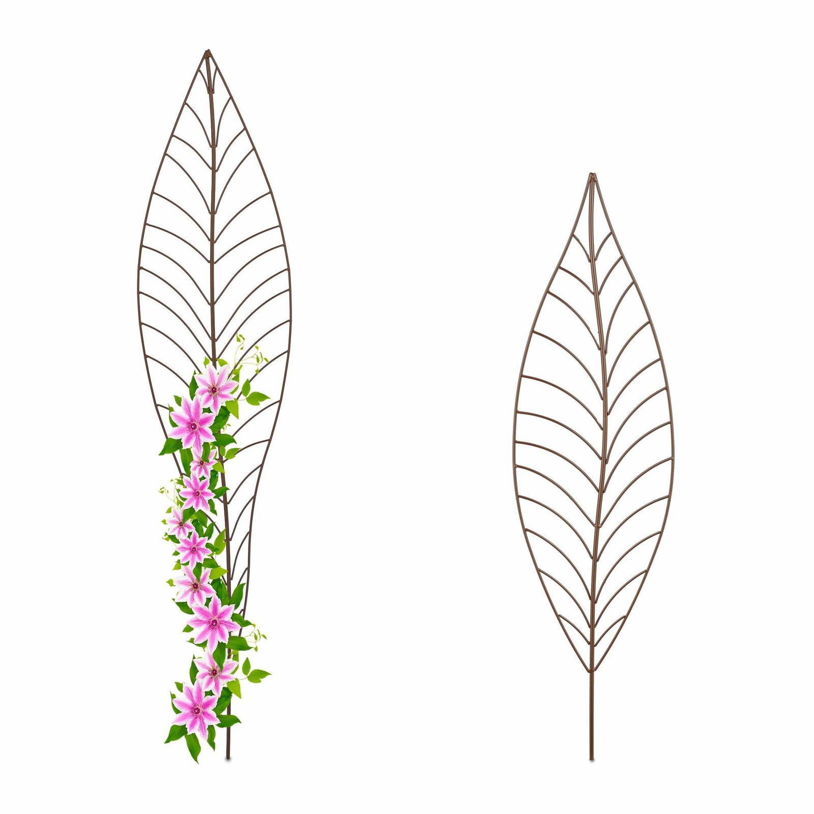 Bladformede metalplantestøtter – sæt med 2