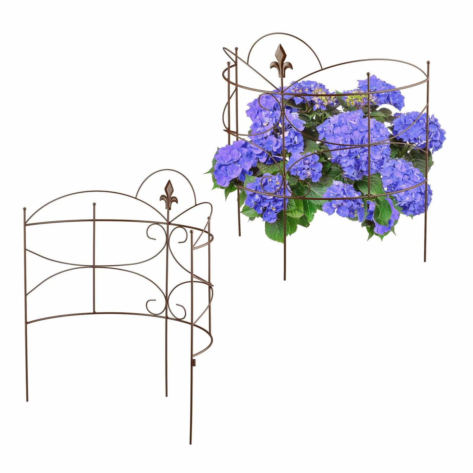 Plantestøttepæle, 2-delt jern Fleur-de-Lis design