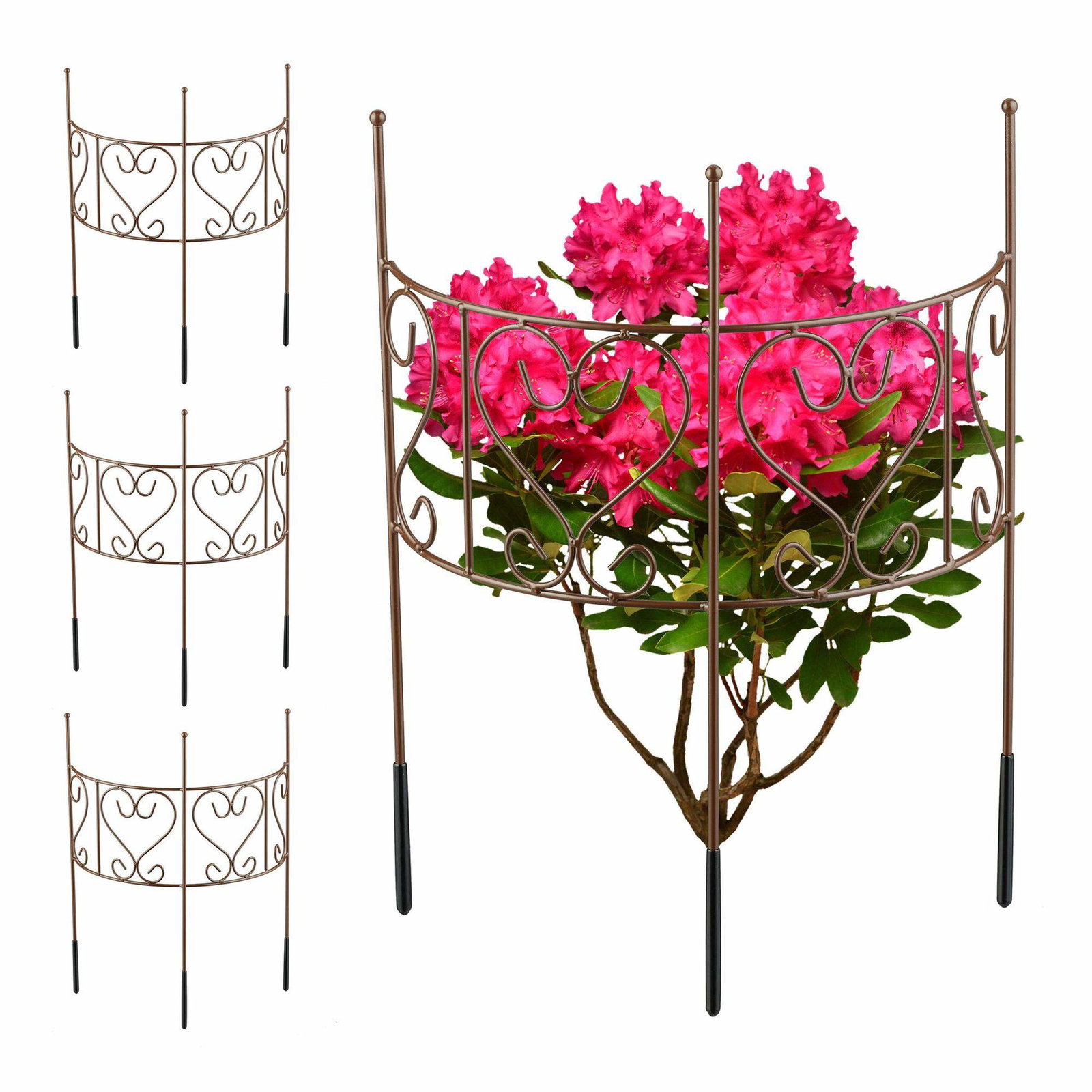 Halvrund brun plantestøtte – stål blomsterholder