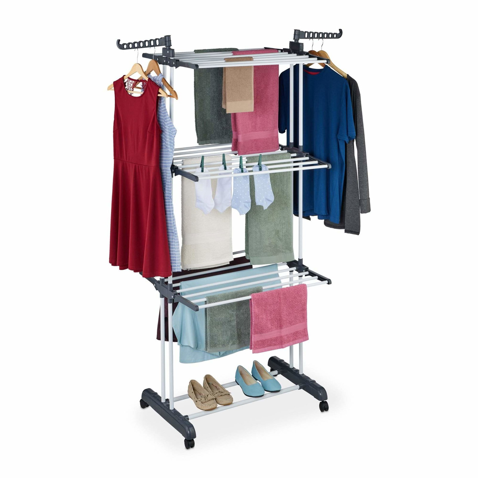 Mobil torkställning med fällbara vingar och hjul | Hem & Hobby | Pryloteket