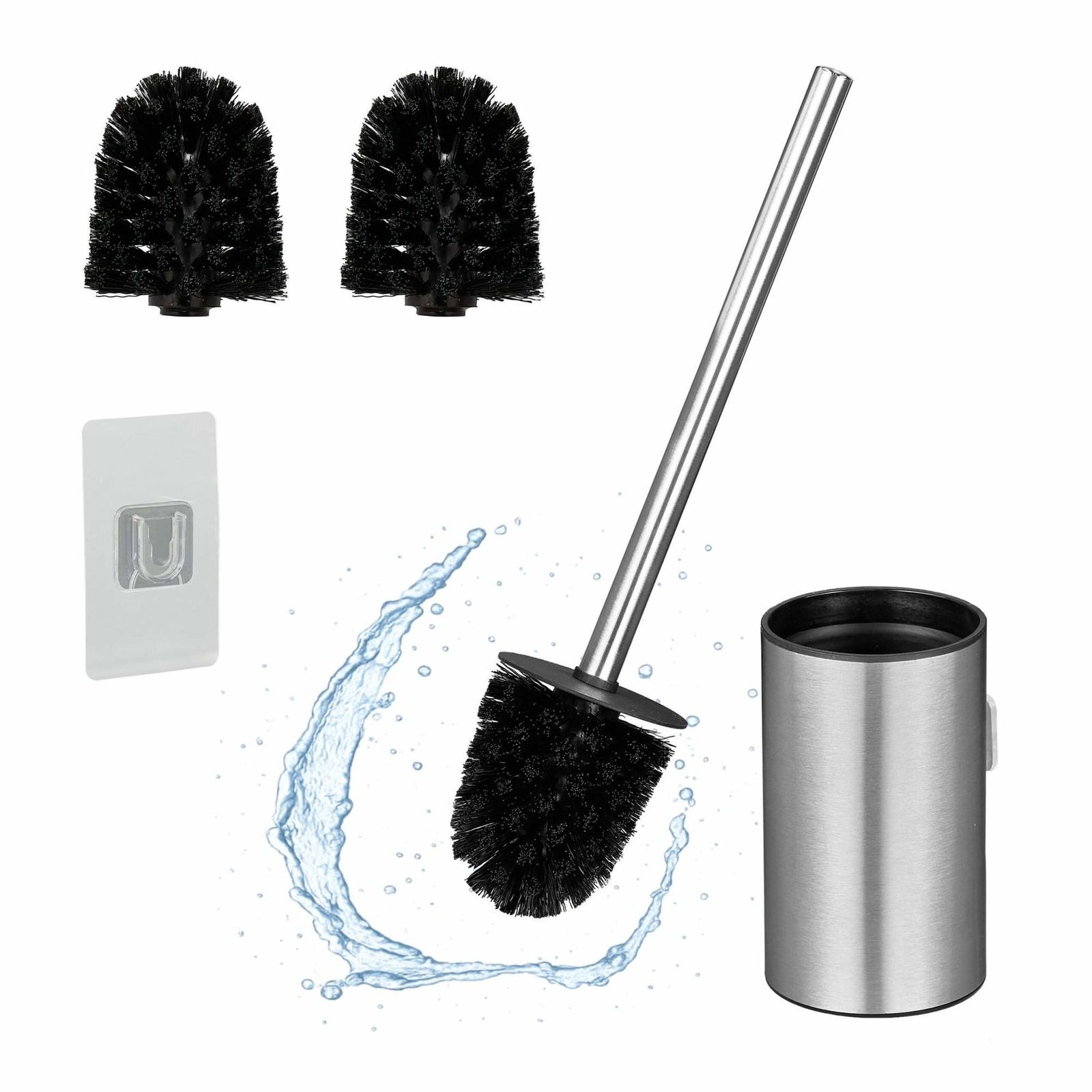 Toiletbørstesæt i rustfrit stål med vægbeslag