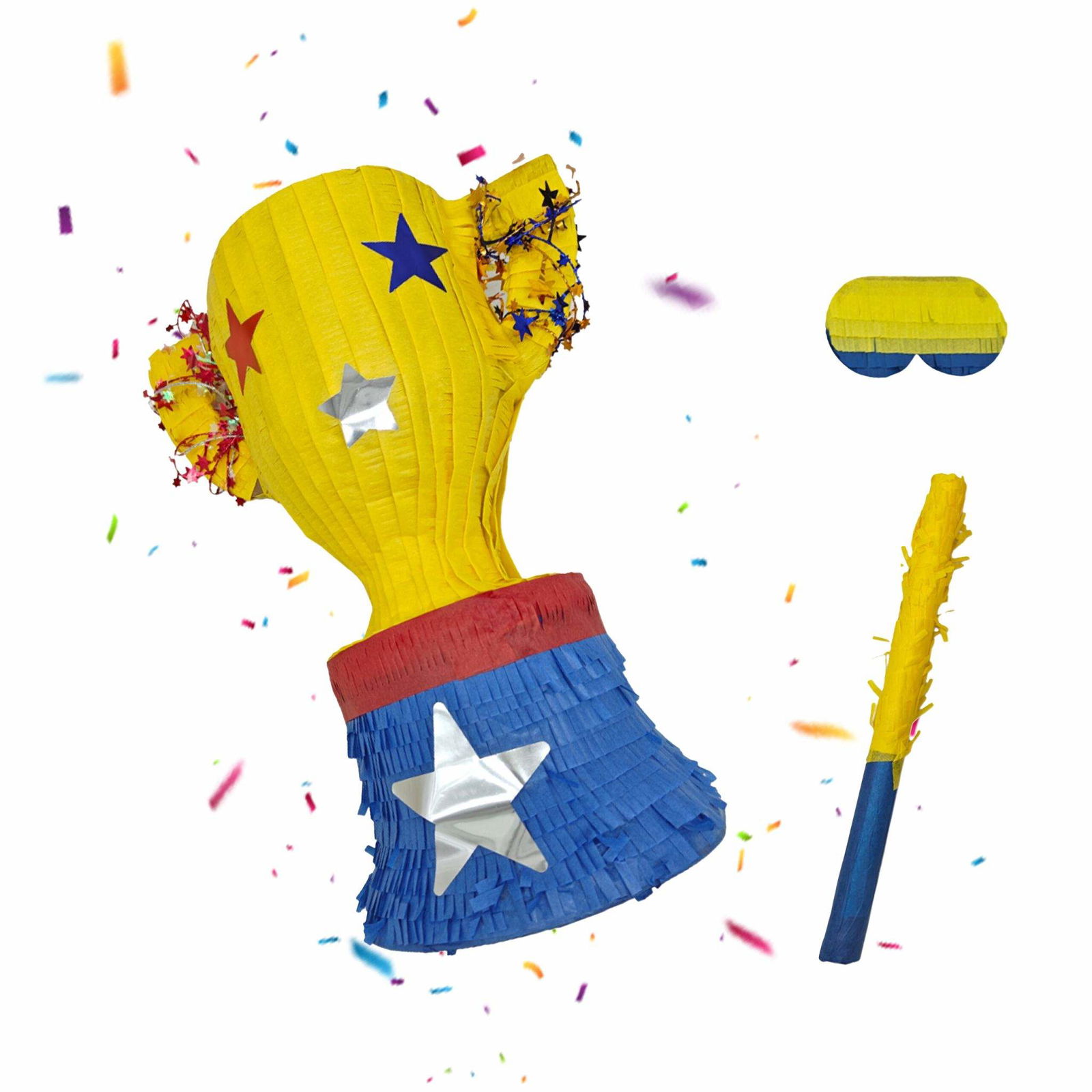 Trofæ-piñatasæt med pind og øjenmaske