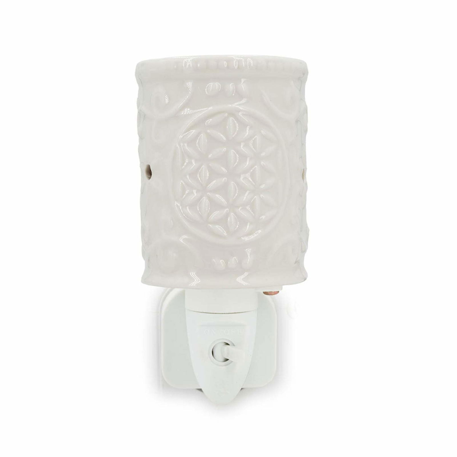 Elektrisk duftlampe, keramisk blomsterdesign – hvid