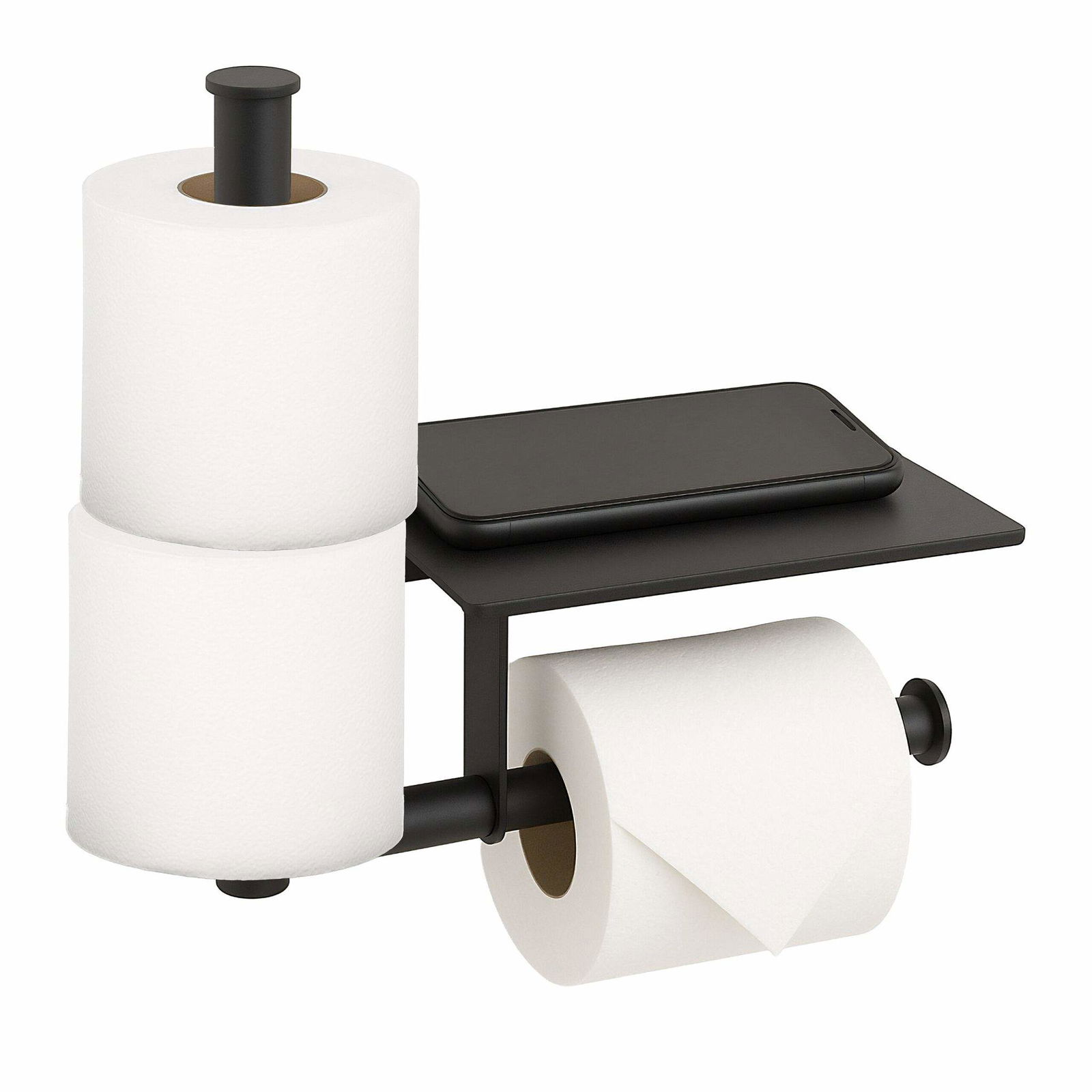 Metal toiletrulleholder med hylde – vægmonteret