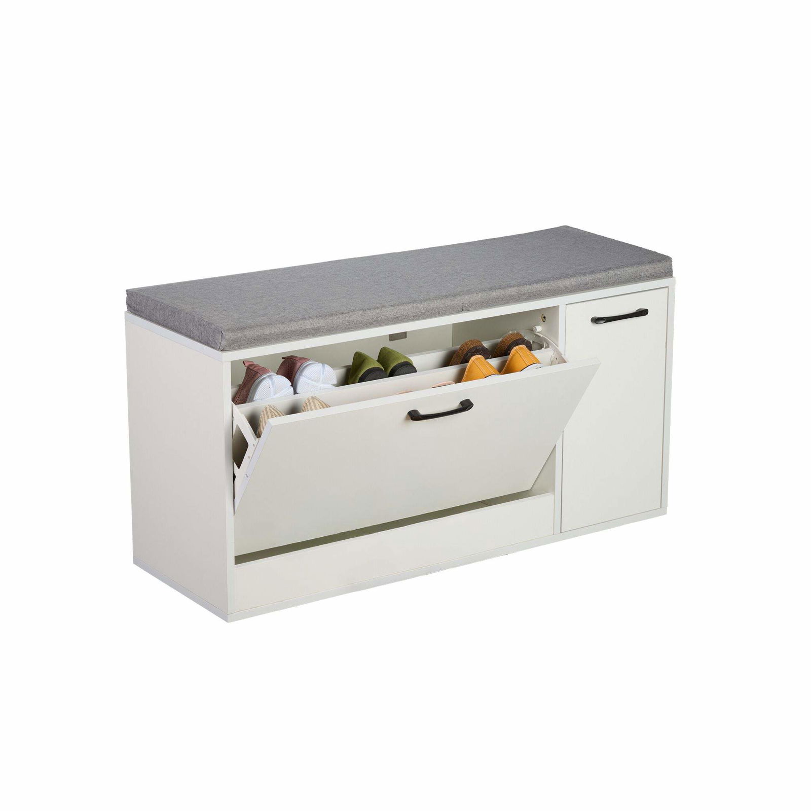 Skoopbevaringsbænk med hynde, justerbare rum