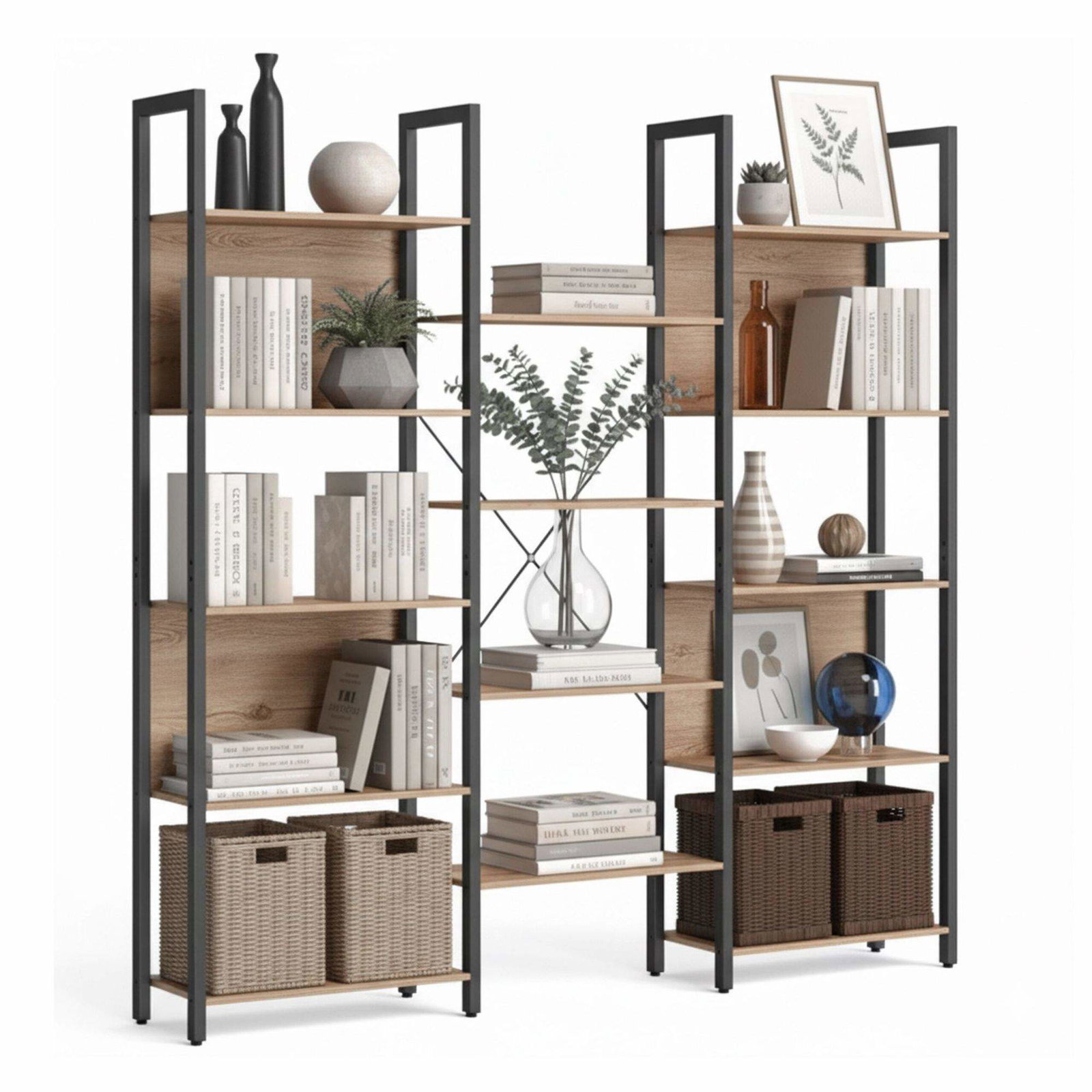 Industriell bokhylla, 14 våningar vintage trähyllor | Hem & Hobby | Pryloteket