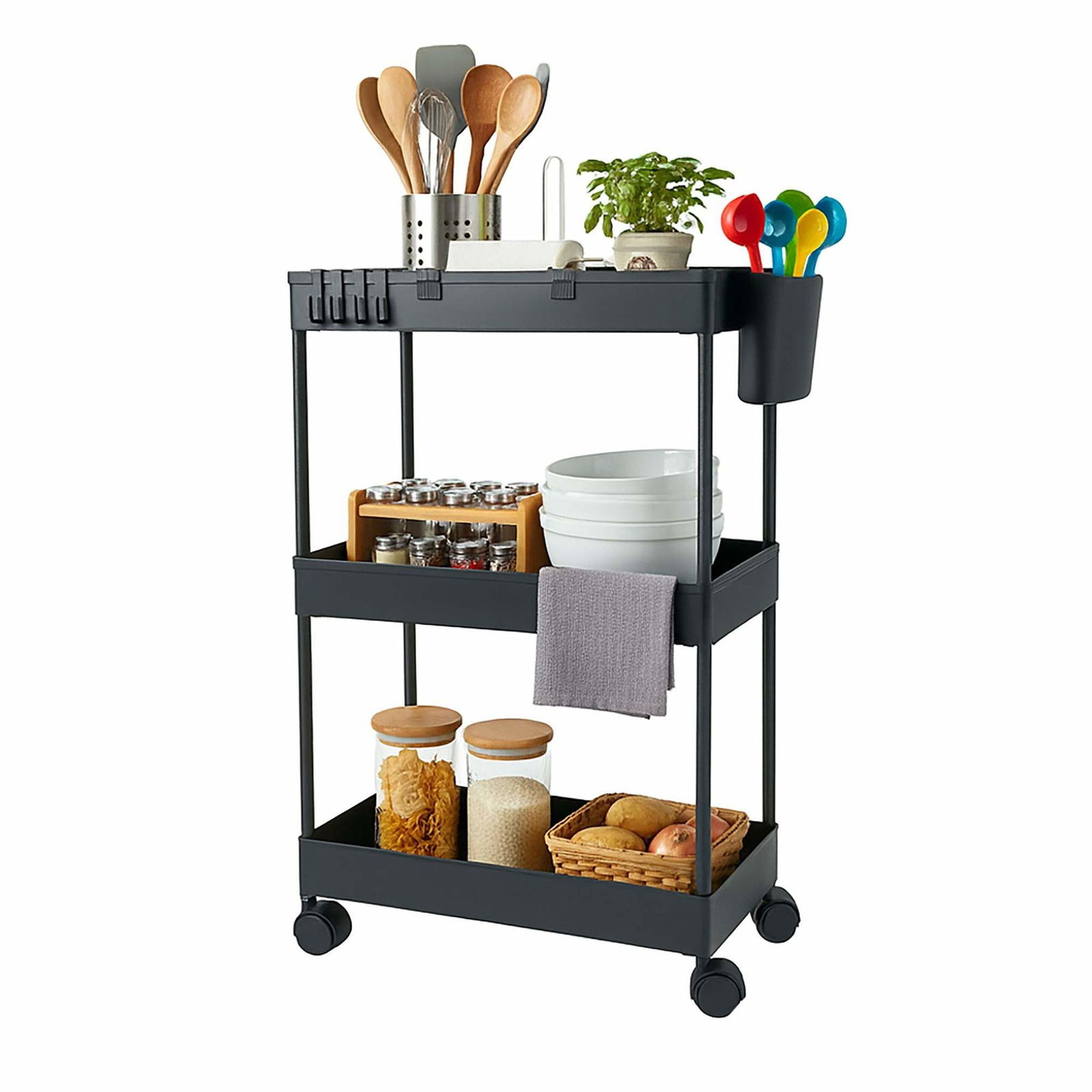 3-lags vogn med drejehjul – alsidig opbevaringsløsning