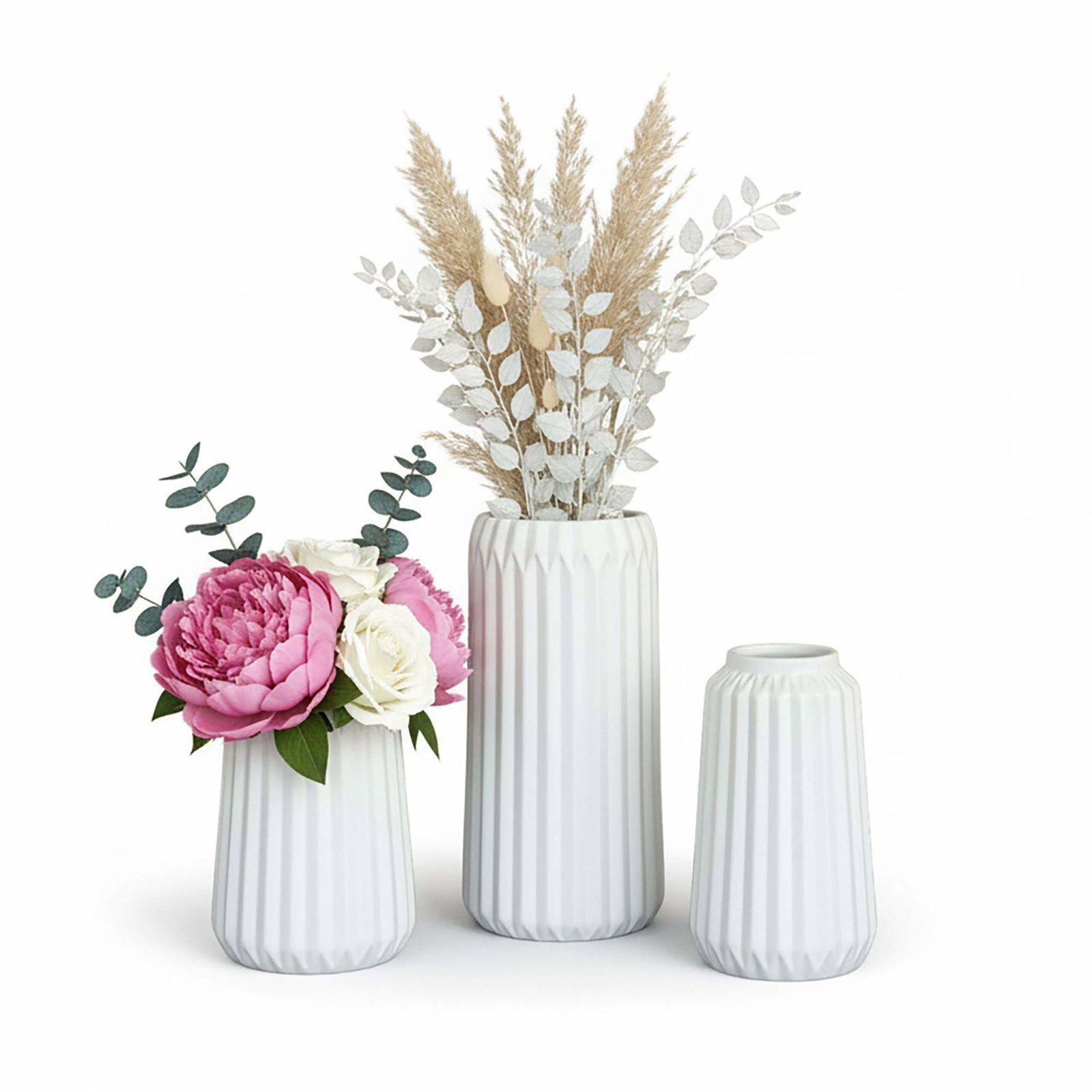 Keramisk vasesæt – 3 størrelser, minimalistisk design